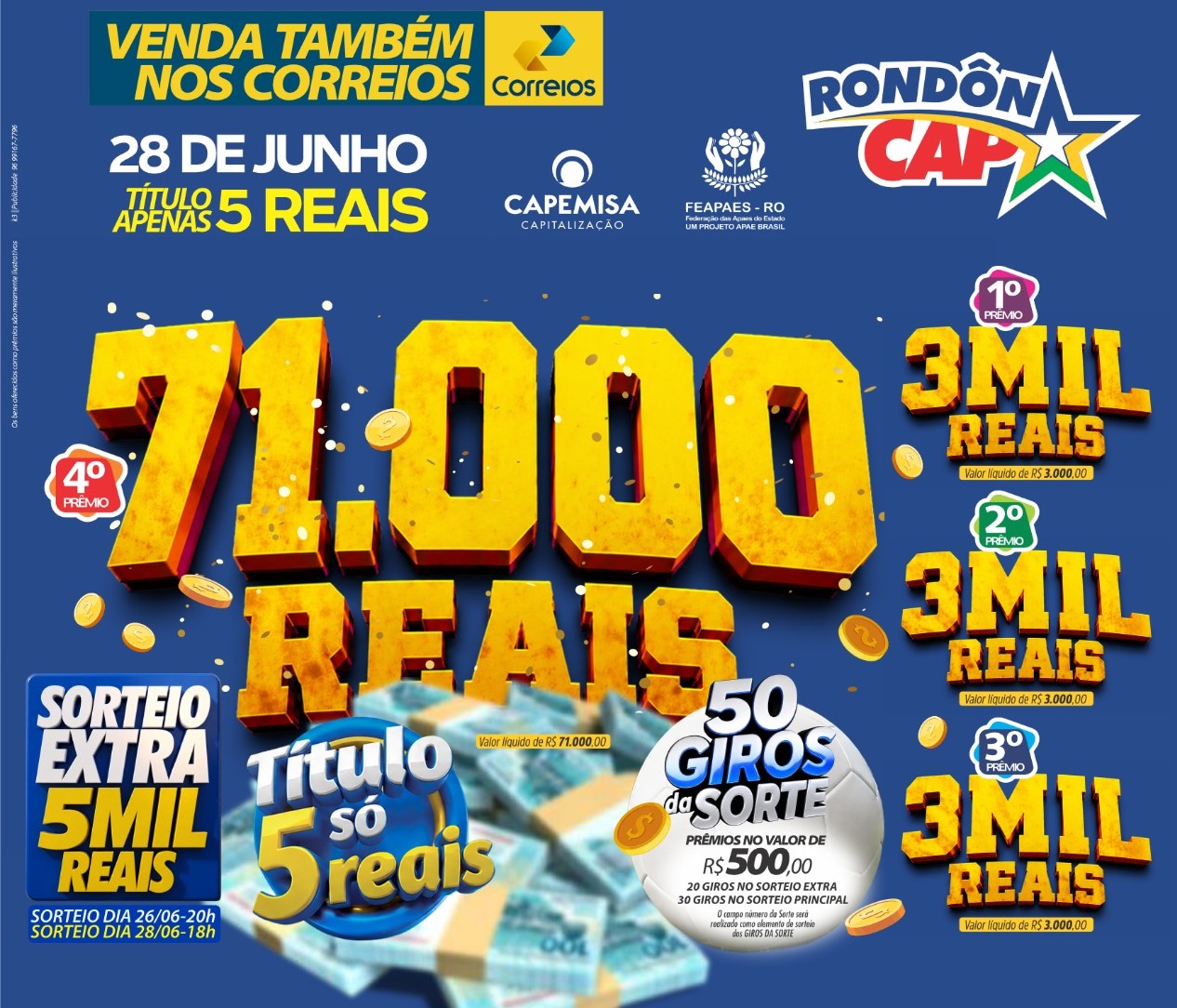 RONDONCAP: Mais prêmios, mais sorteios e o Titulo só 5 reais!
