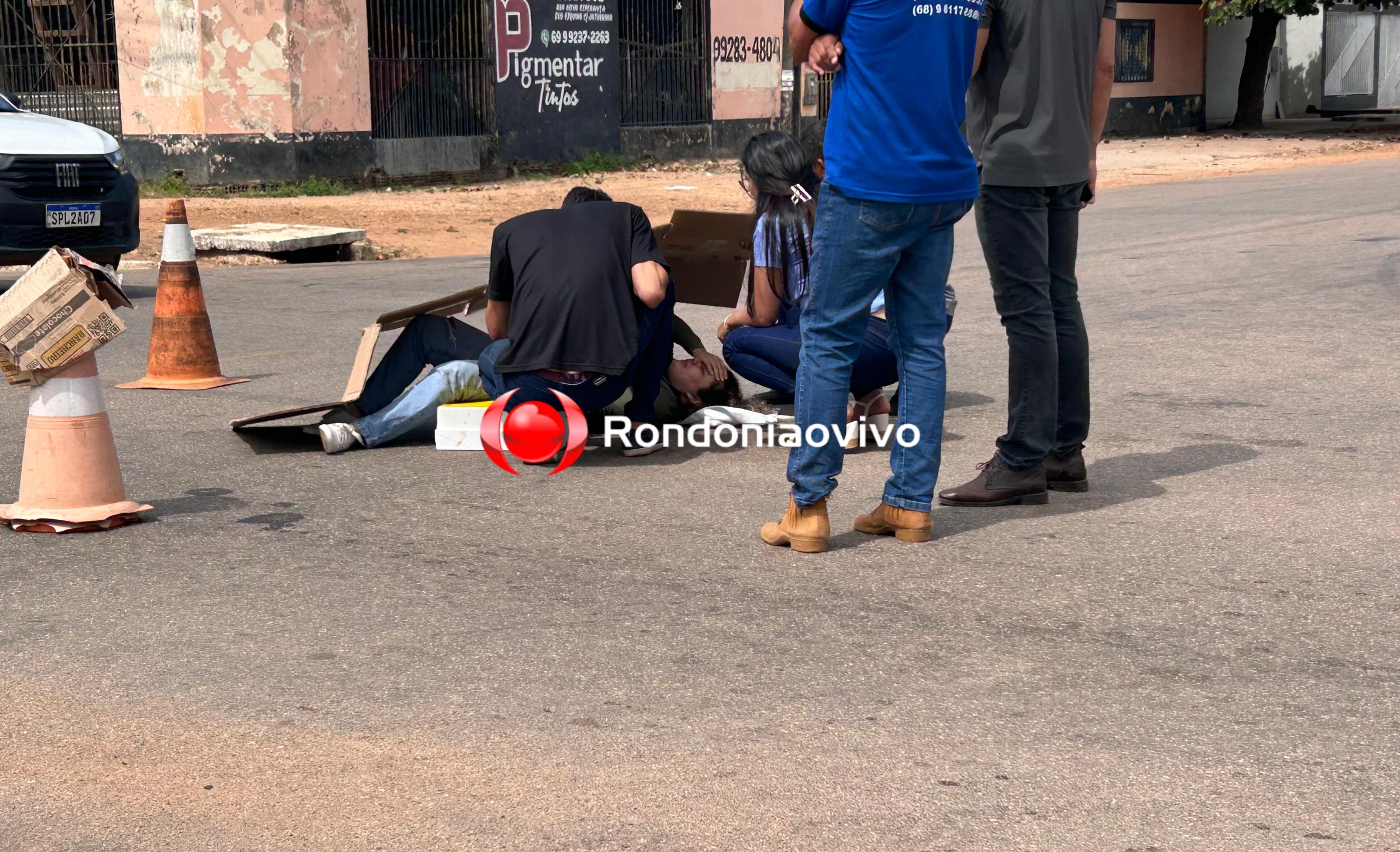 VÍDEO: Mulher fica ferida em acidente envolvendo moto e táxi na Jaci-Paraná