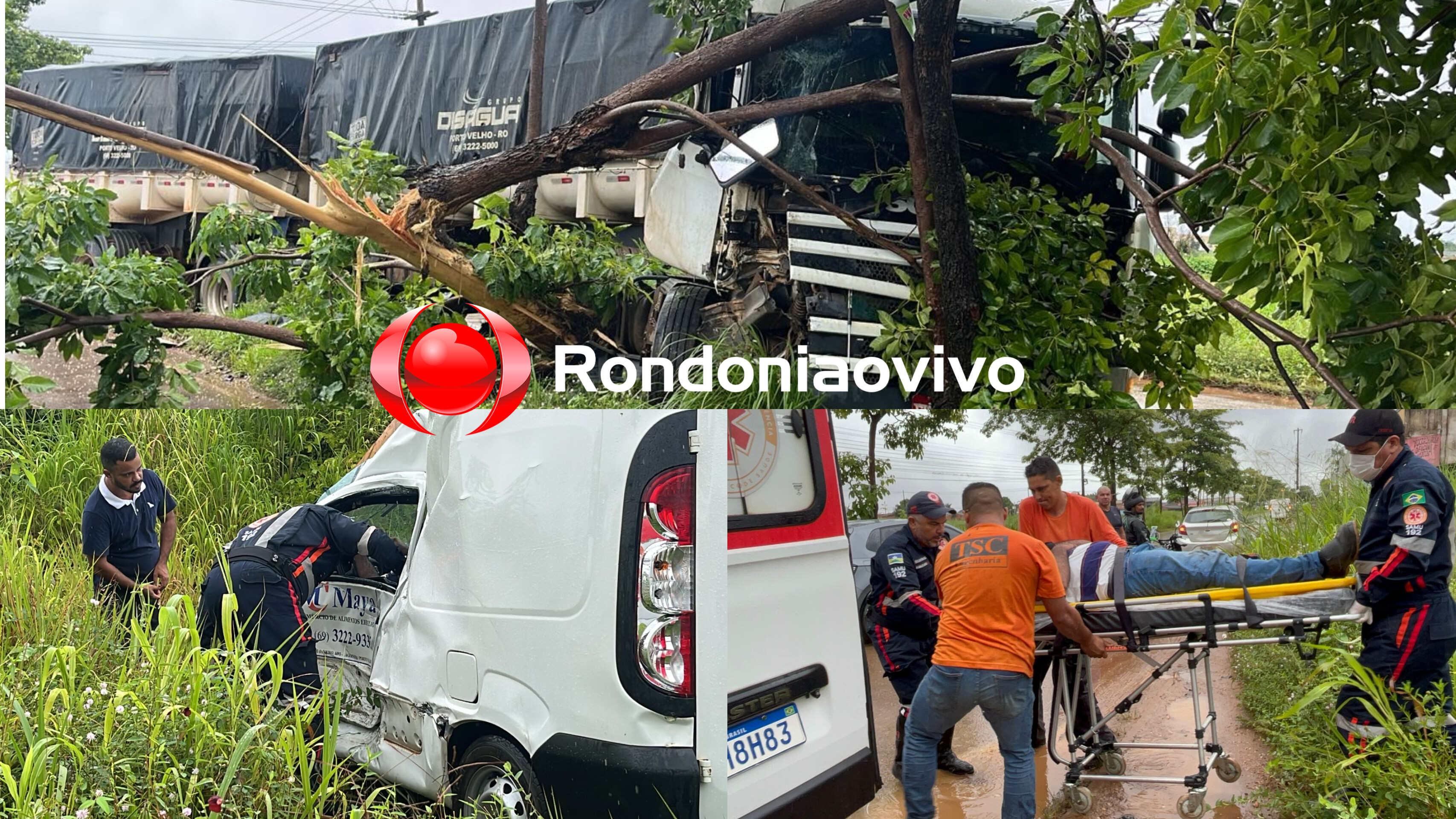 VÍDEO: Motorista fica com traumatismo craniano após acidente entre carro e carreta