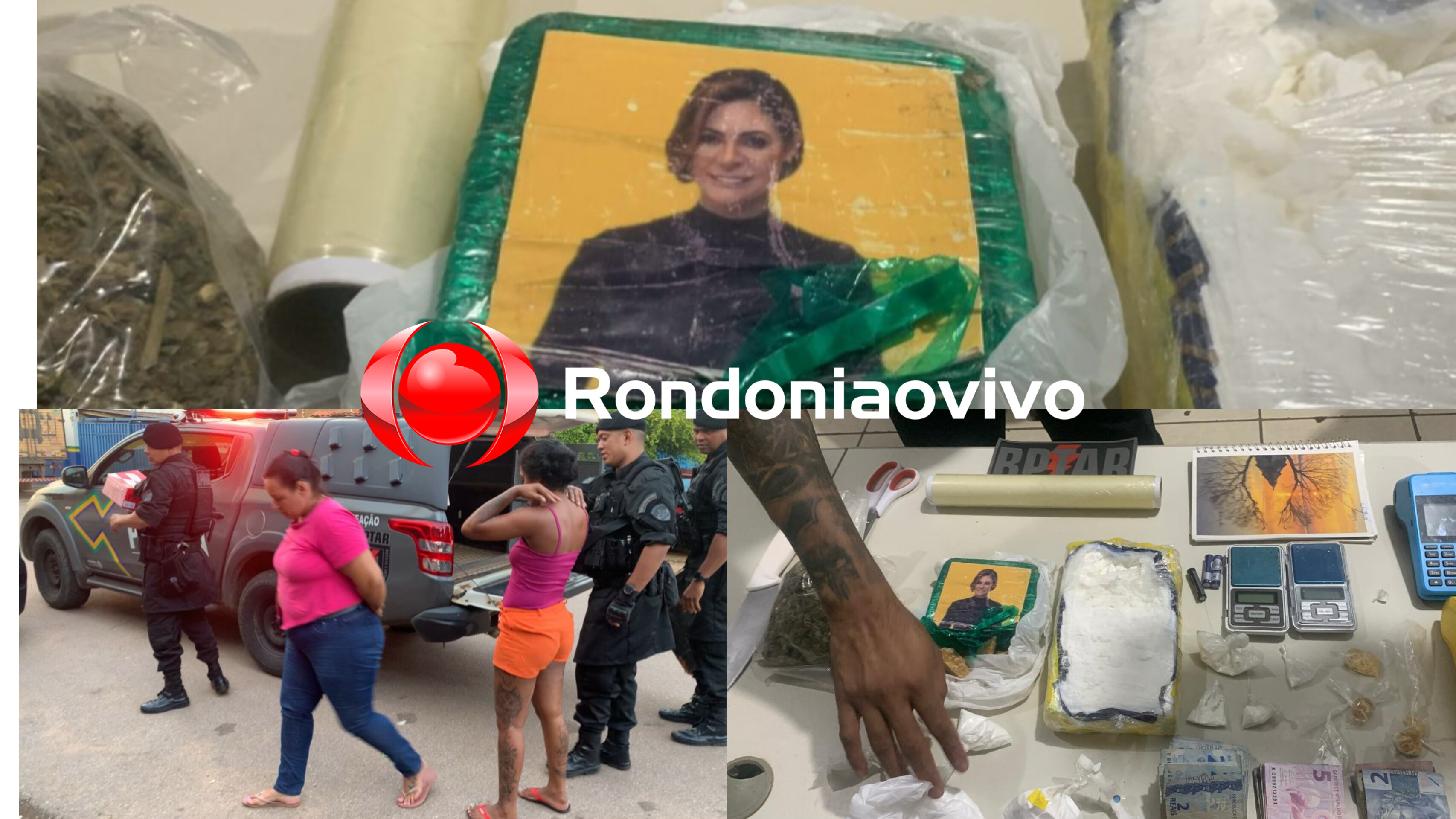 DROGA PURA: Mulheres do CV são presas com tablete de cocaína com foto da Michele Bolsonaro 