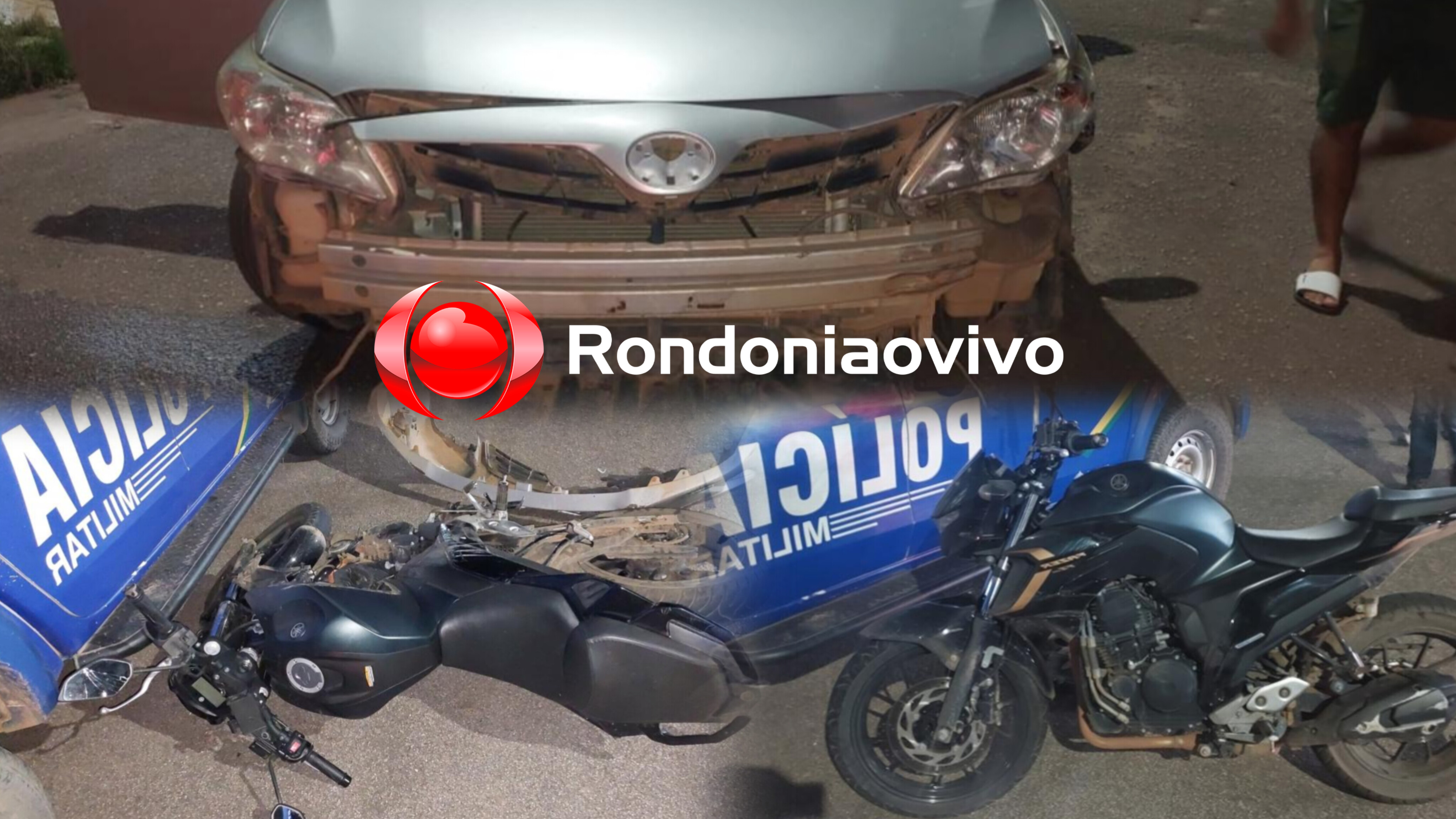 FRONTAL: Motociclista bate de frente com carro de empresário e sofre fratura exposta 