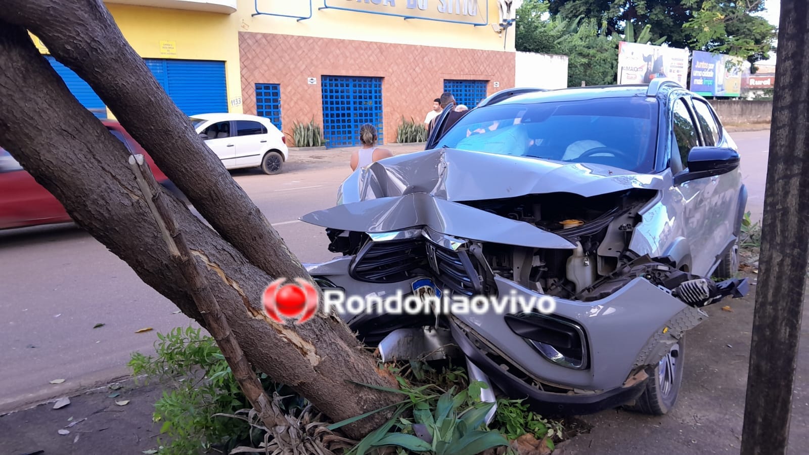 NAÇÕES UNIDAS: Carro se choca contra árvore e fica destruído em grave acidente 