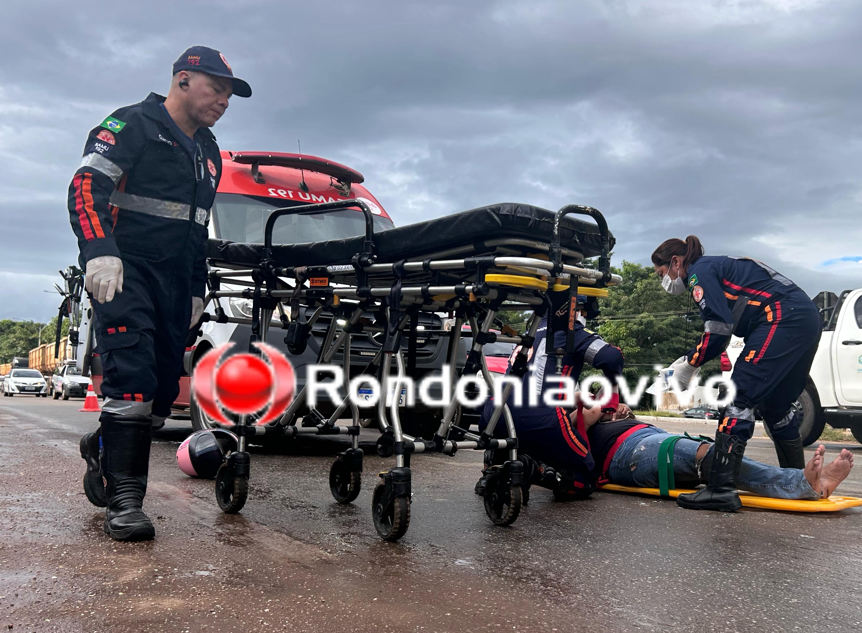 VÍDEO: Mulher sofre grave acidente na Jorge Teixeira e  motorista de HB20 foge