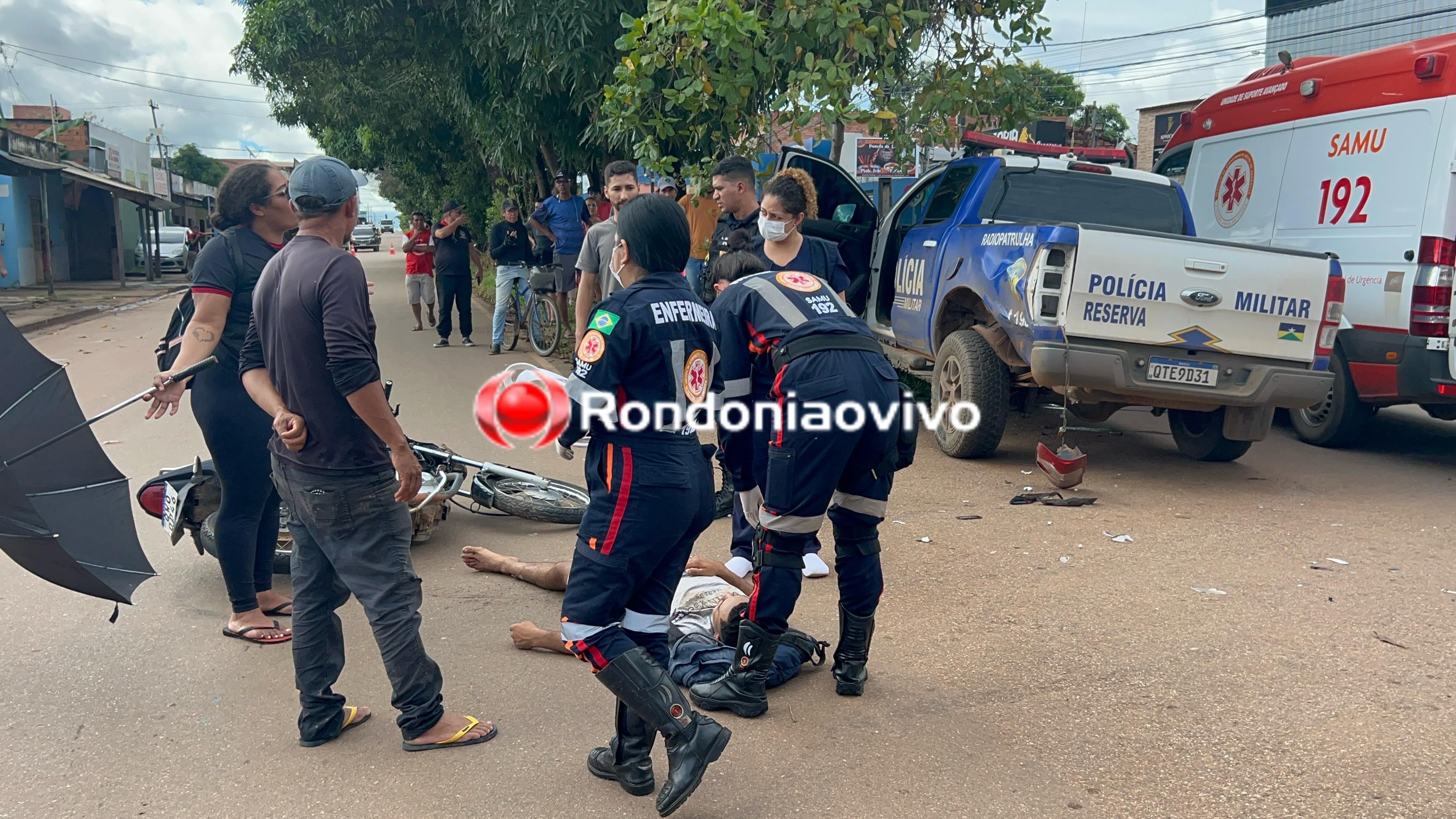 ASSISTA: Viatura da PM se envolve em grave acidente com motociclista durante perseguição