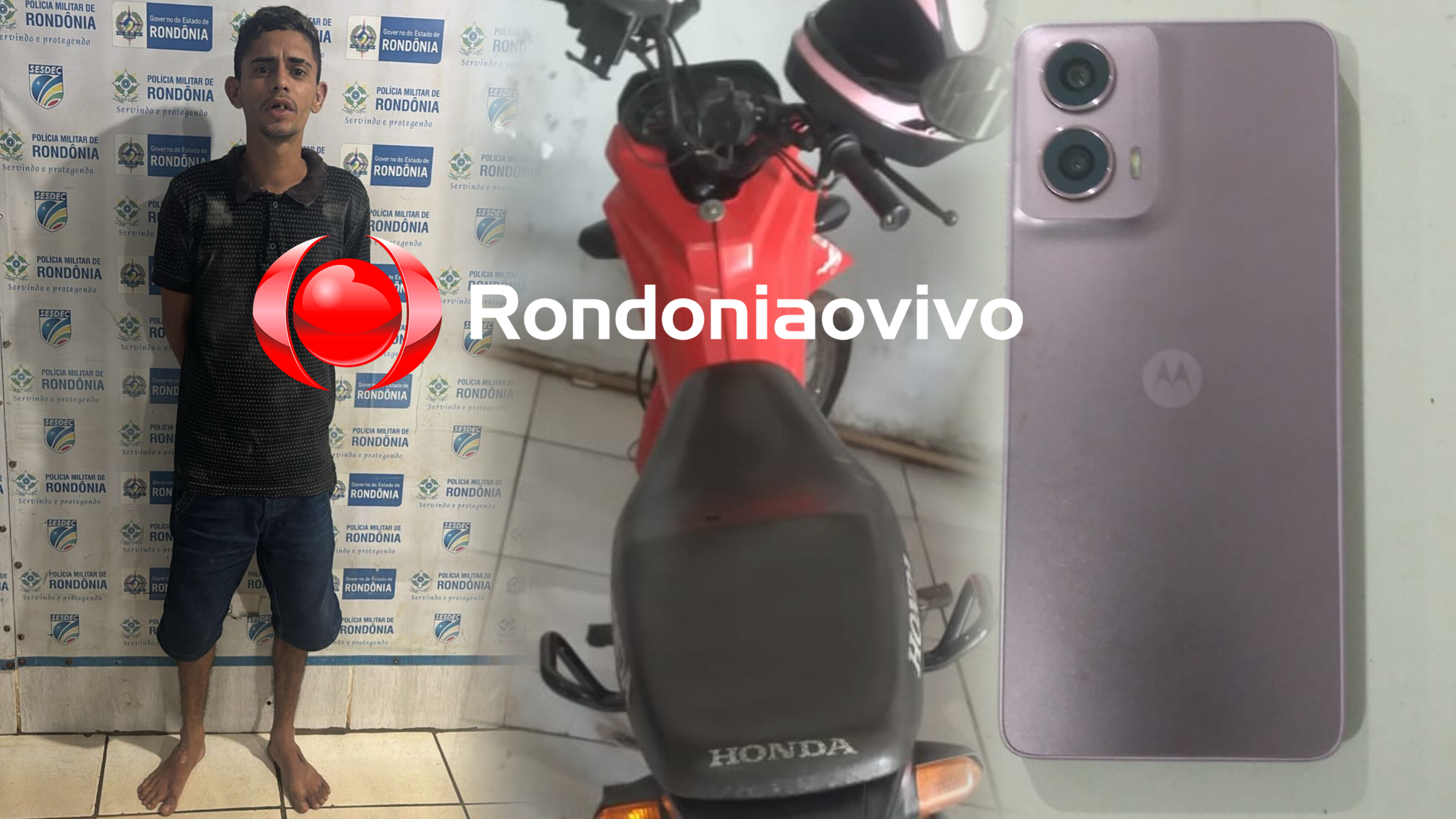 PM AGIU RÁPIDO: Assaltante é preso após roubar veículo e celular de moto aplicativo 