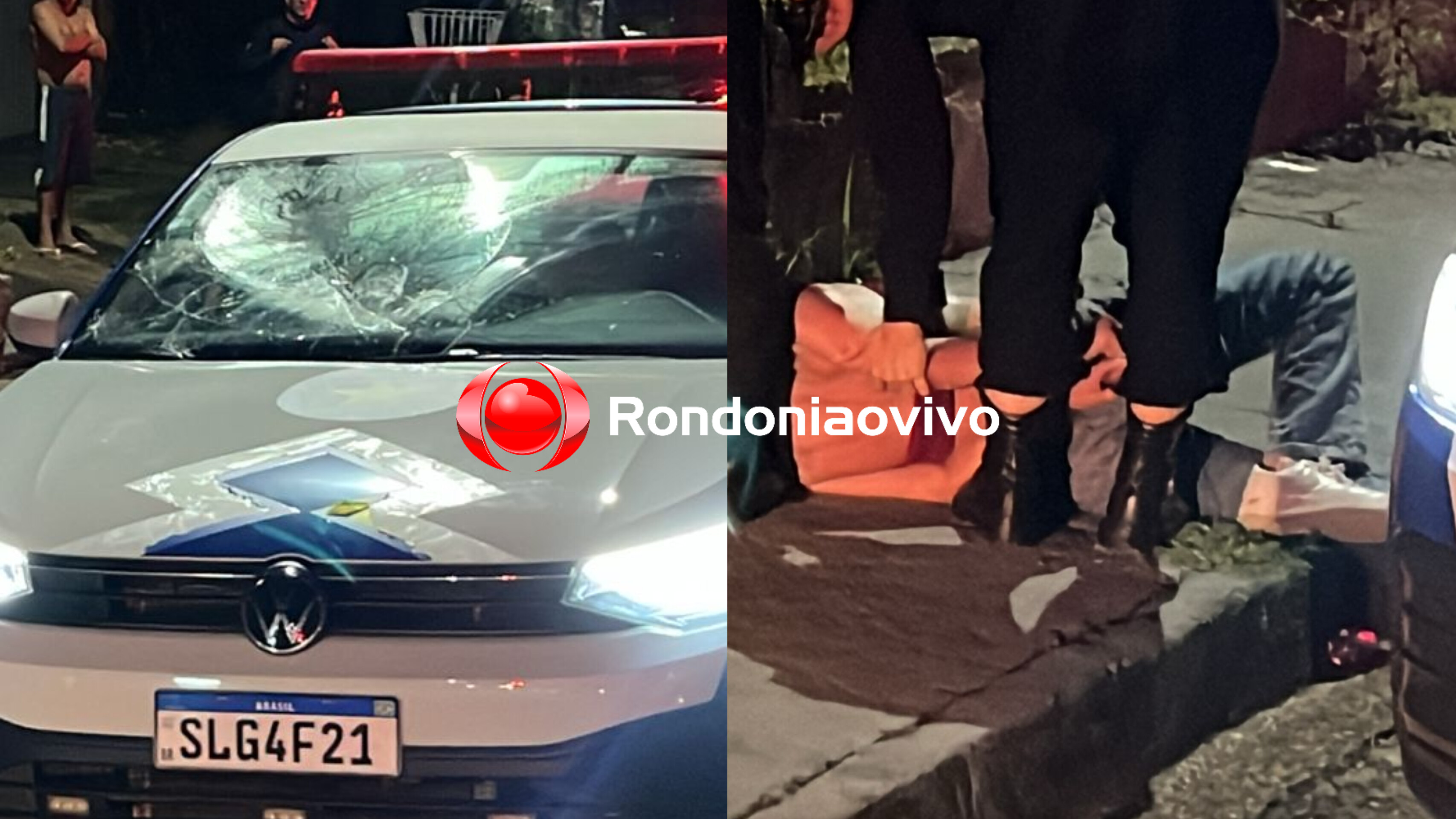 URGENTE: Mulher bate contra carros e danifica viatura da PM