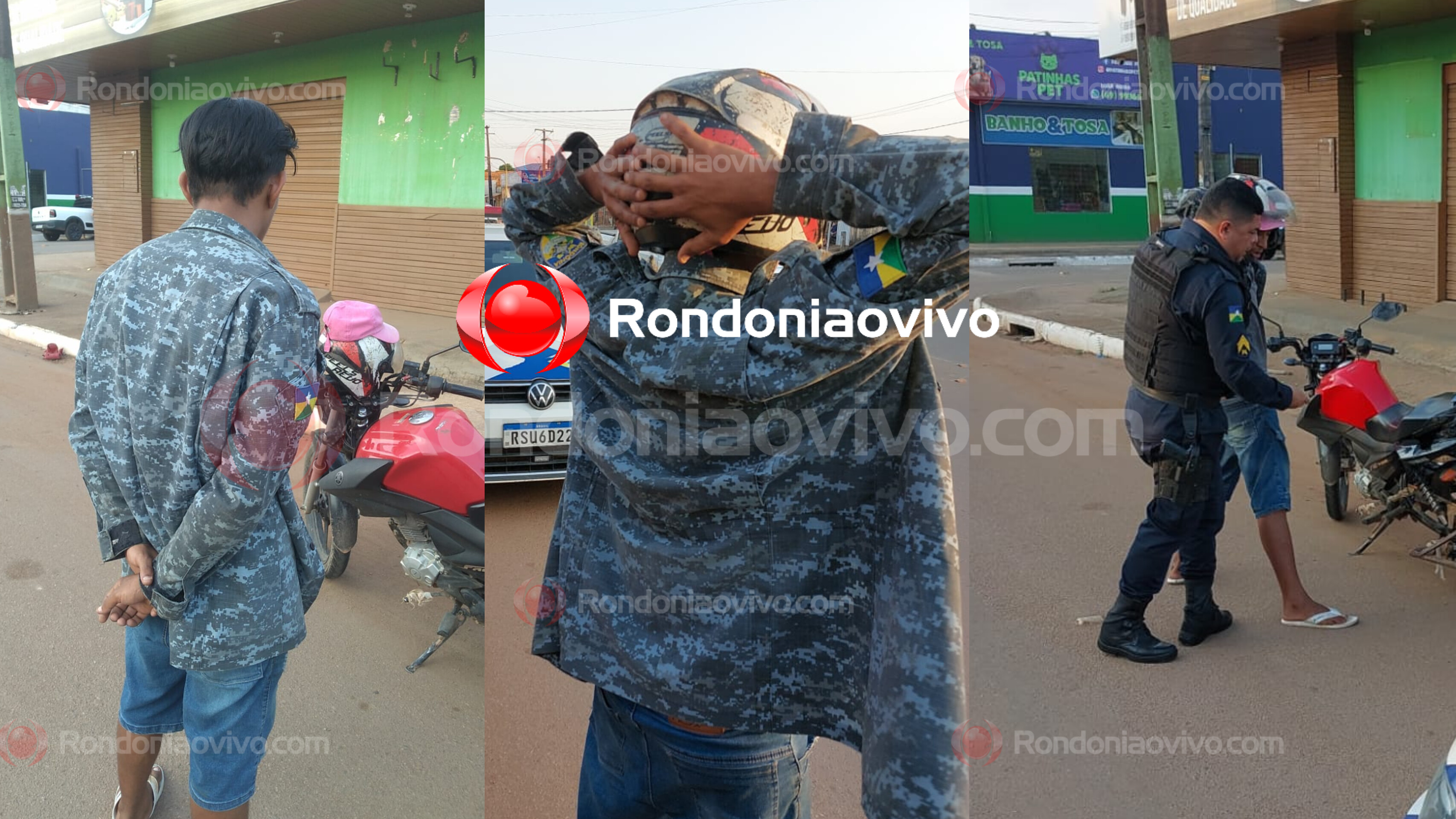 SOSSEGADO: Motociclista sem habilitação e com droga é flagrado com farda da PM 