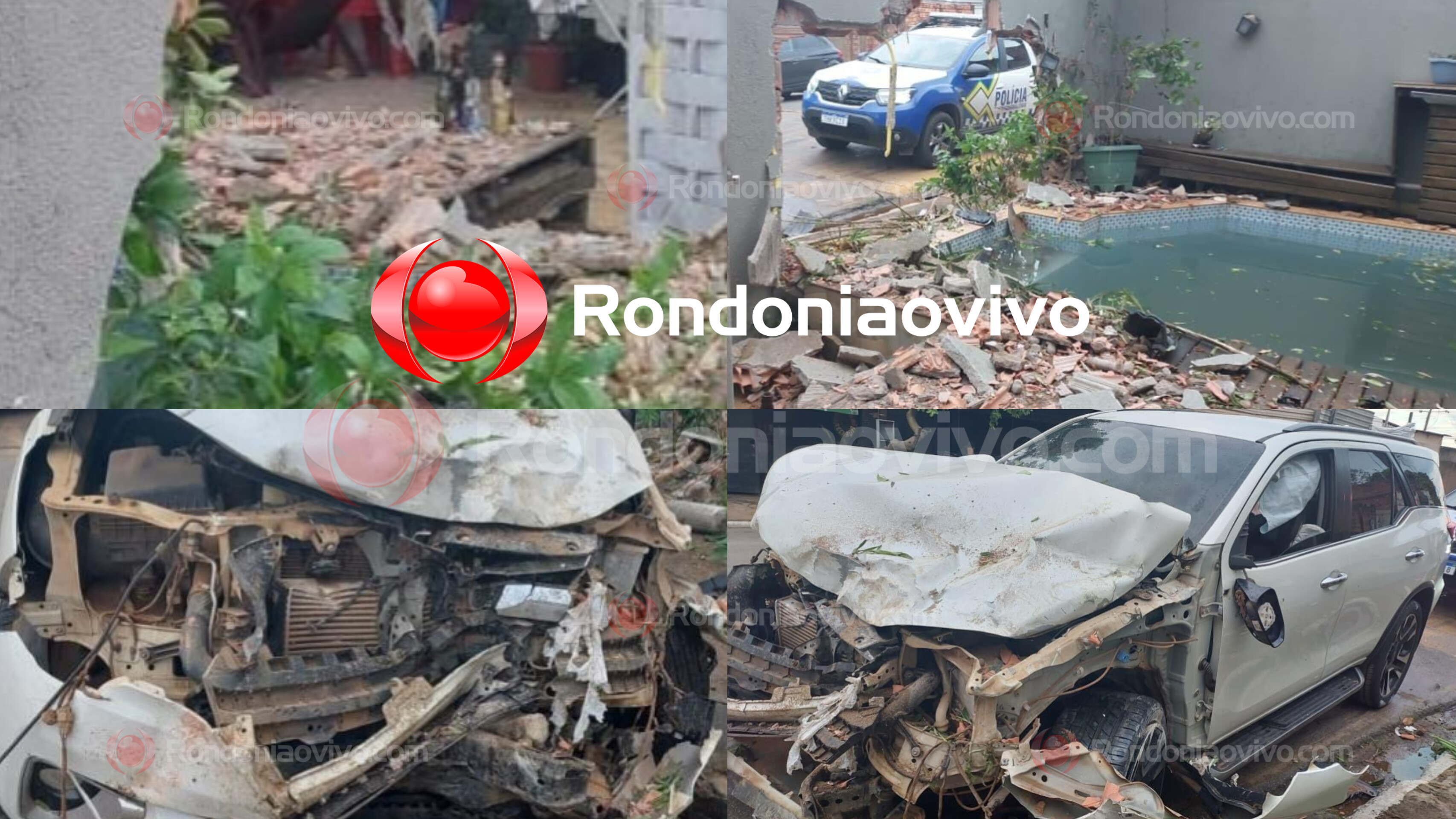 DESGOVERNADO: Motorista de SW4 foge após causar destruição no muro de residência 