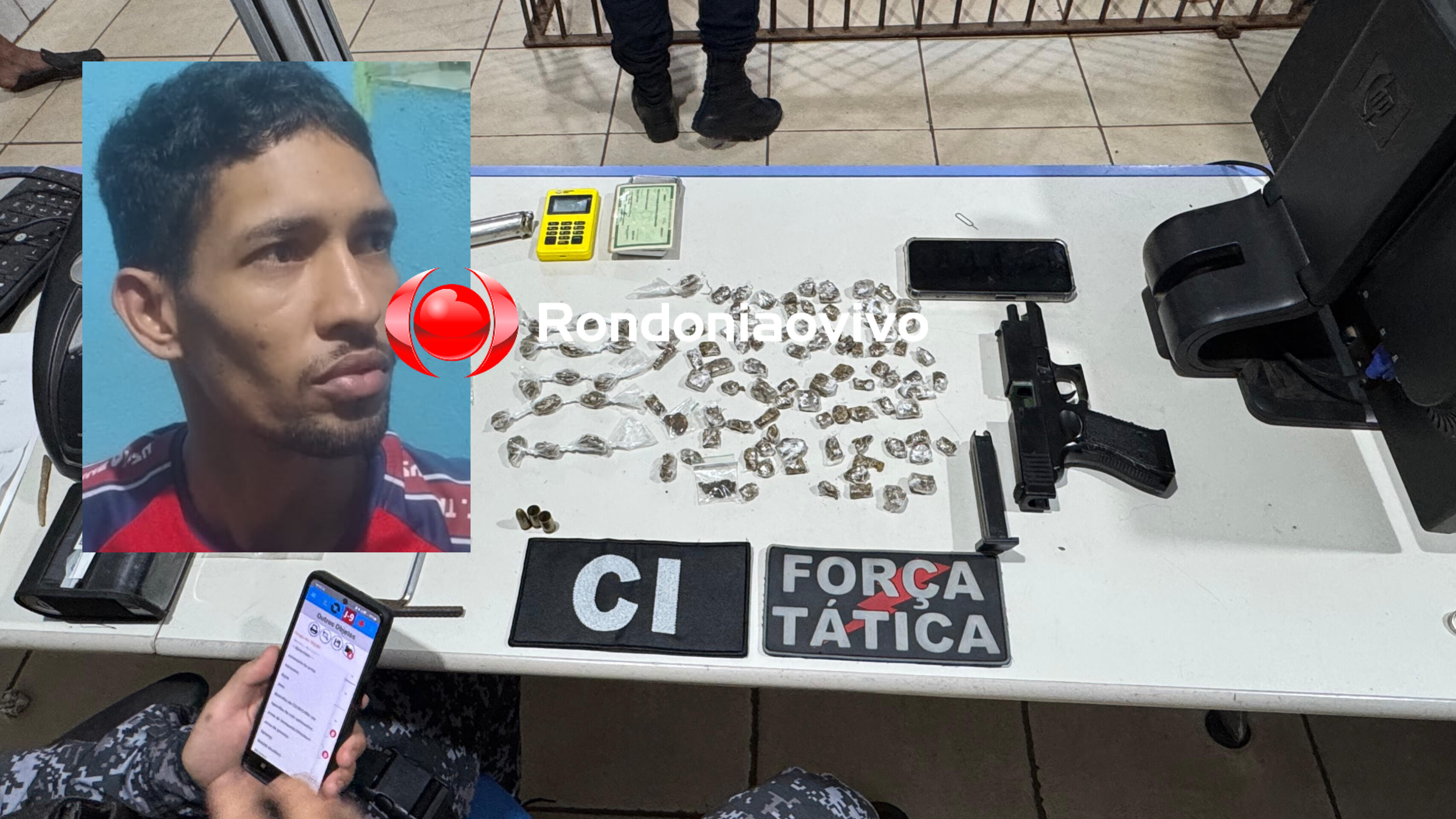 ACUSADO PRESO: Policiais da Divisão de Operações e da Força Tática fecham boca de fumo