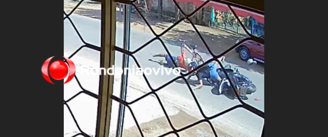 VEJA VÍDEO: Idosa de 81 anos e motociclista ficam feridas em atropelamento 