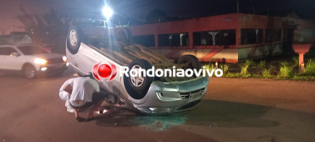 CAPOTAMENTO: Motorista avança cruzamento e provoca grave acidente