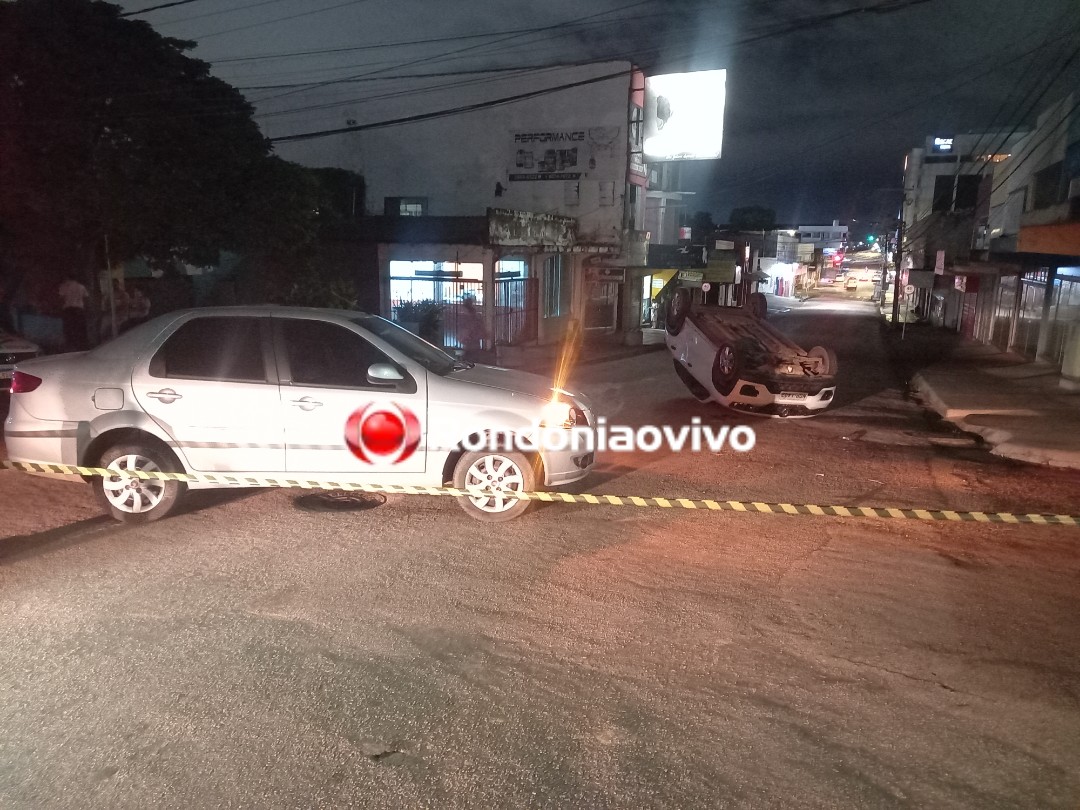 ASSISTA: Motorista de aplicativo fica ferido após capotamento no Centro