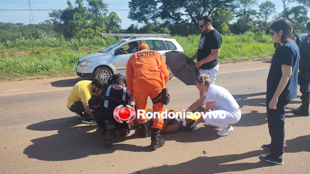 ATROPELAMENTO: Motociclista tem perna dilacerada em gravíssimo acidente na BR-364