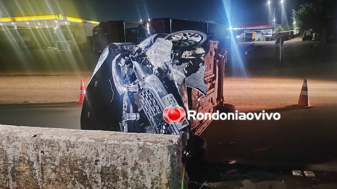 PASSOU DIRETO: Motorista fica gravemente ferido após capotamento na BR-364