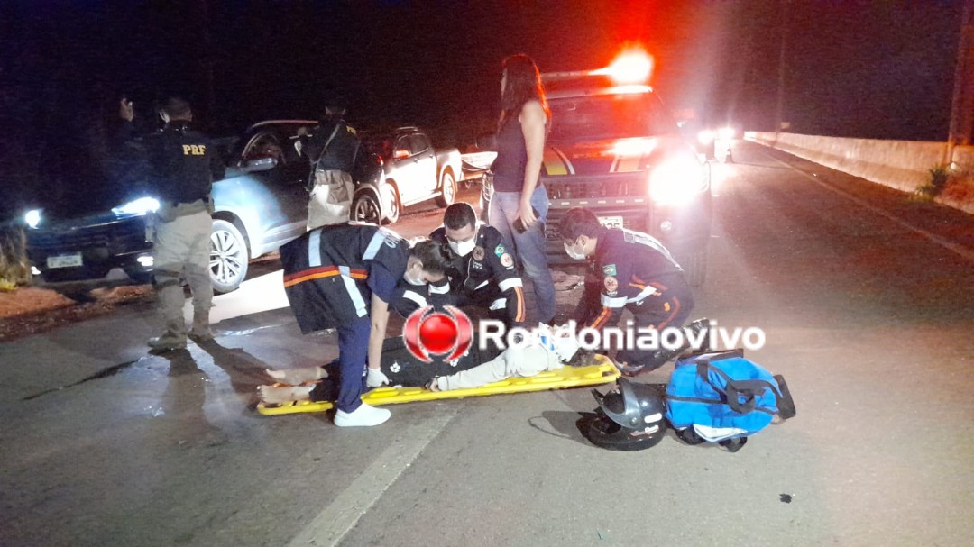 PERDEU O CONTROLE: Mulher em moto sofre grave acidente após cair em buraco na BR-364 