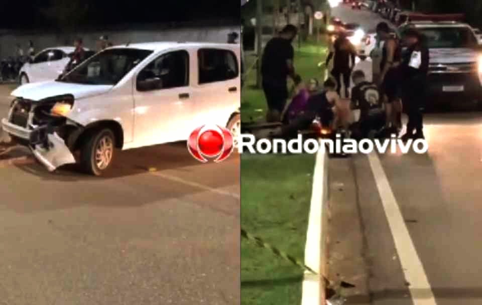 ESPAÇO ALTERNATIVO: Motociclista sofre grave fratura após colisão em carro 