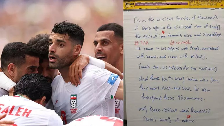 PARTIMOS COM DIGNIDADE: Após empate, Irã deixa carta em vestiário da Copa e pede por paz entre as nações