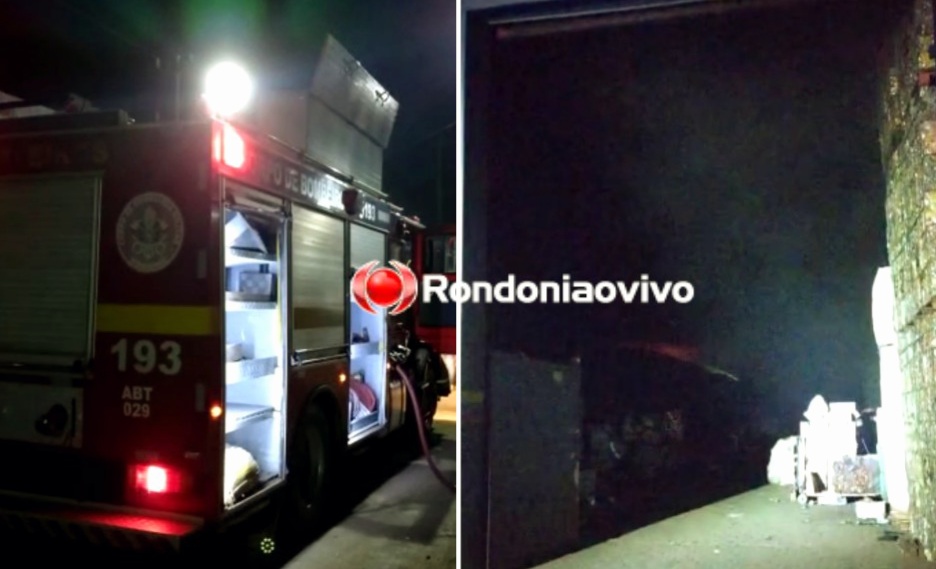 VÍDEO: Bombeiros combatem incêndio em empresa de materiais recicláveis