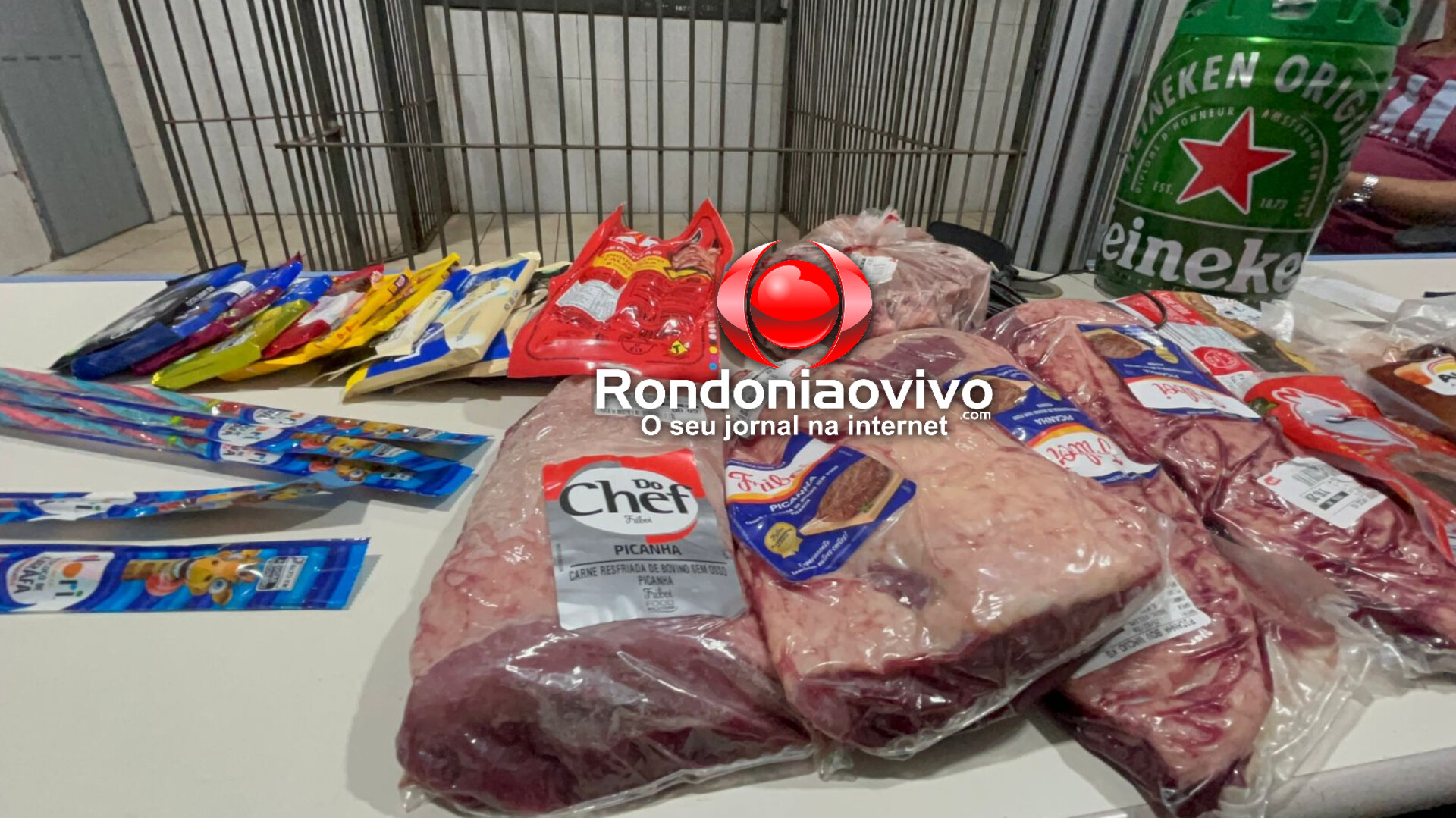 VÍDEO: Homem furta picanha, Heineken e chocolates a mando de traficante é acaba preso