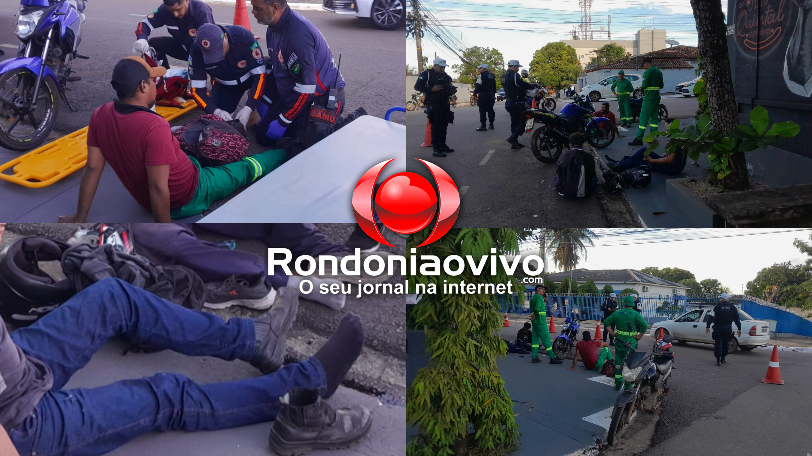 URGENTE: Acidente entre duas motos deixa três pessoas feridas no Centro de Porto Velho