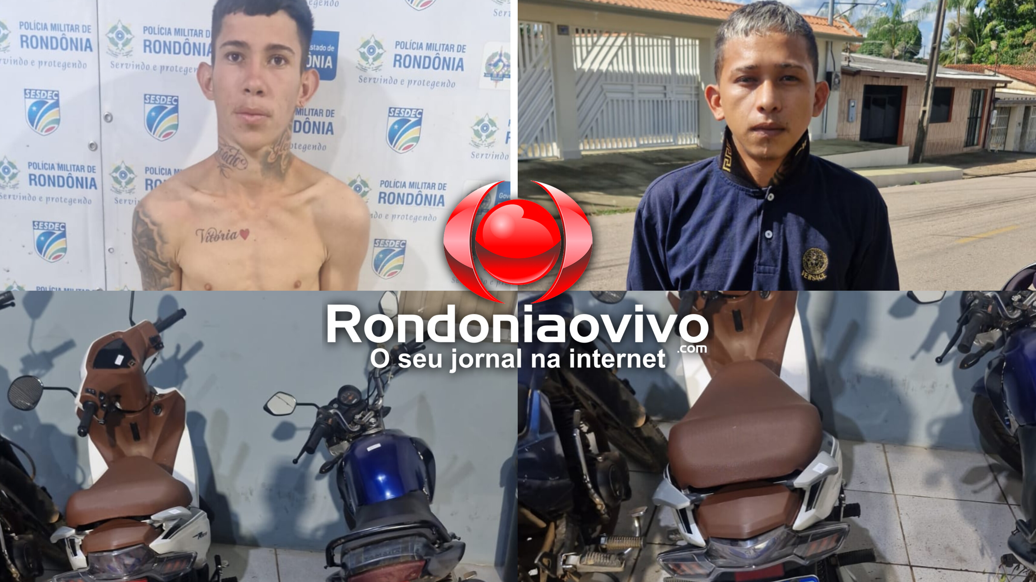 AÇÃO DO 1° BATALHÃO: Dupla é presa com duas motocicletas roubadas em Porto Velho