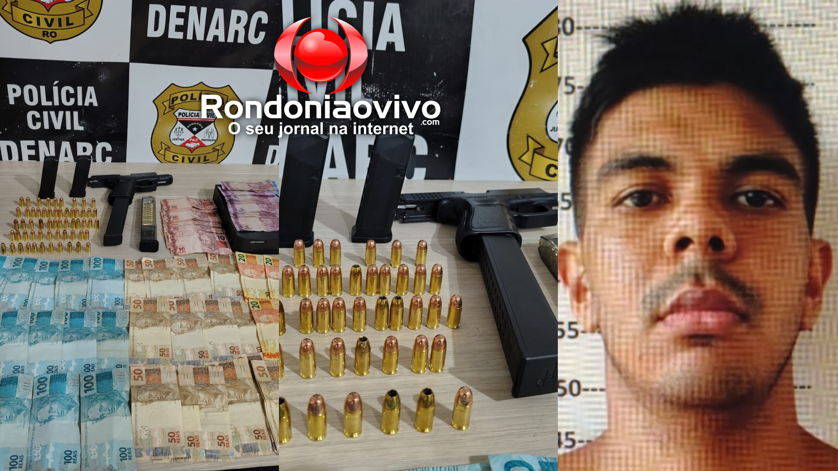 VÍDEO: Denarc prende acusado com pistola, 82 munições e carregadores prolongados