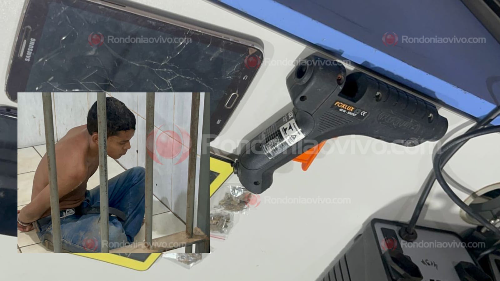 VÍTIMAS AGREDIDAS: Apenado é preso com pistola de cola quente após roubo em residência 