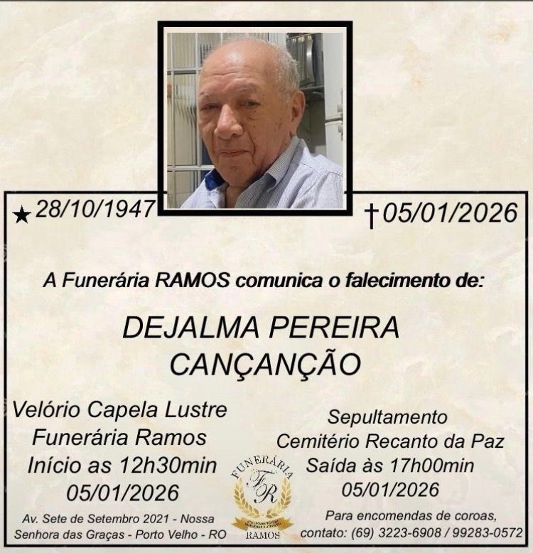 LUTO: Nota pelo falecimento de Dejalma Pereira Cançanção (1947 — 2025)