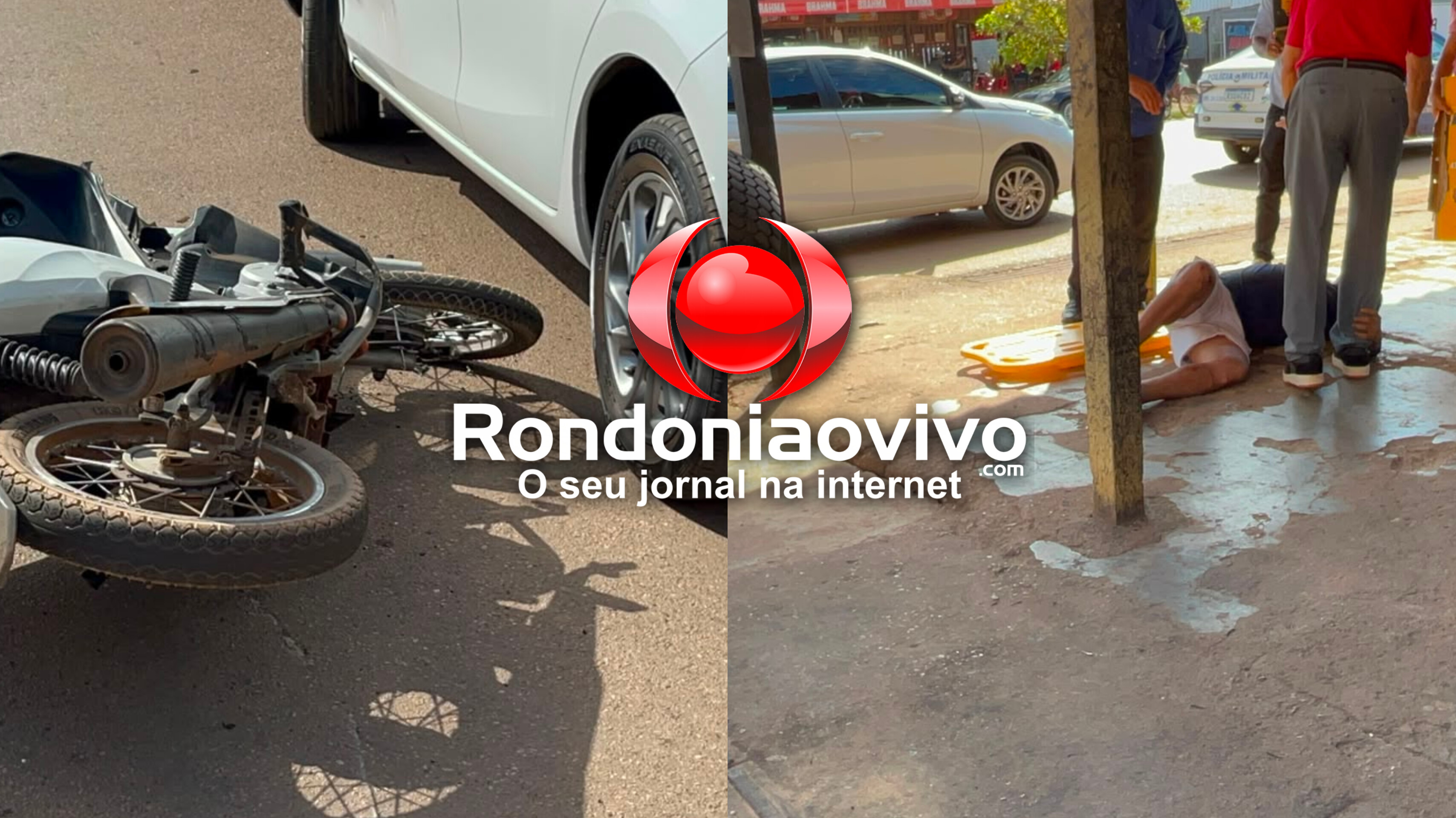 VÍDEO: Motociclista tem perna fraturada após ser atingido por carro 