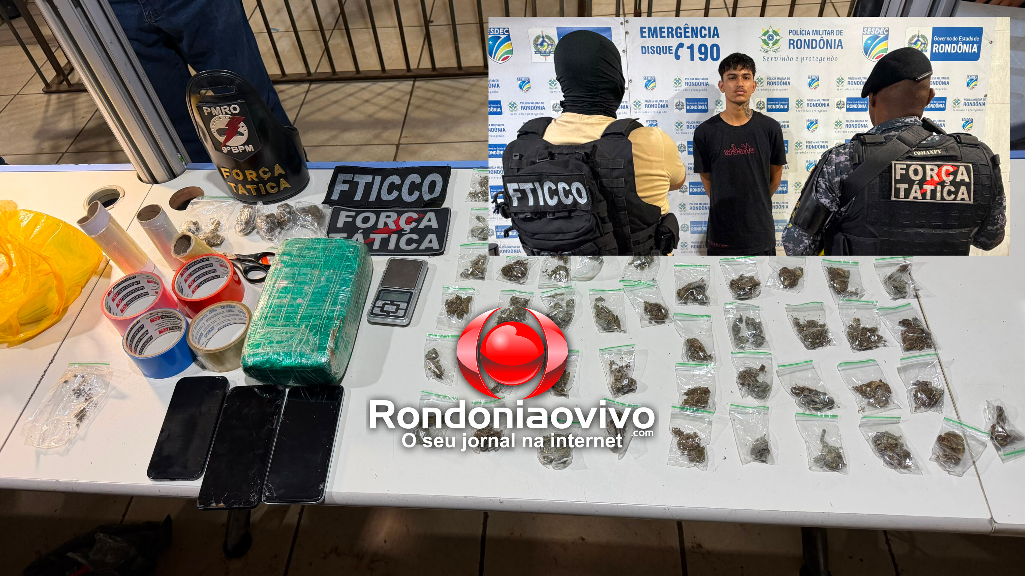VÍDEO: FTICCO e Força Tática do 9° BPM flagram dupla com mais de um quilo de drogas