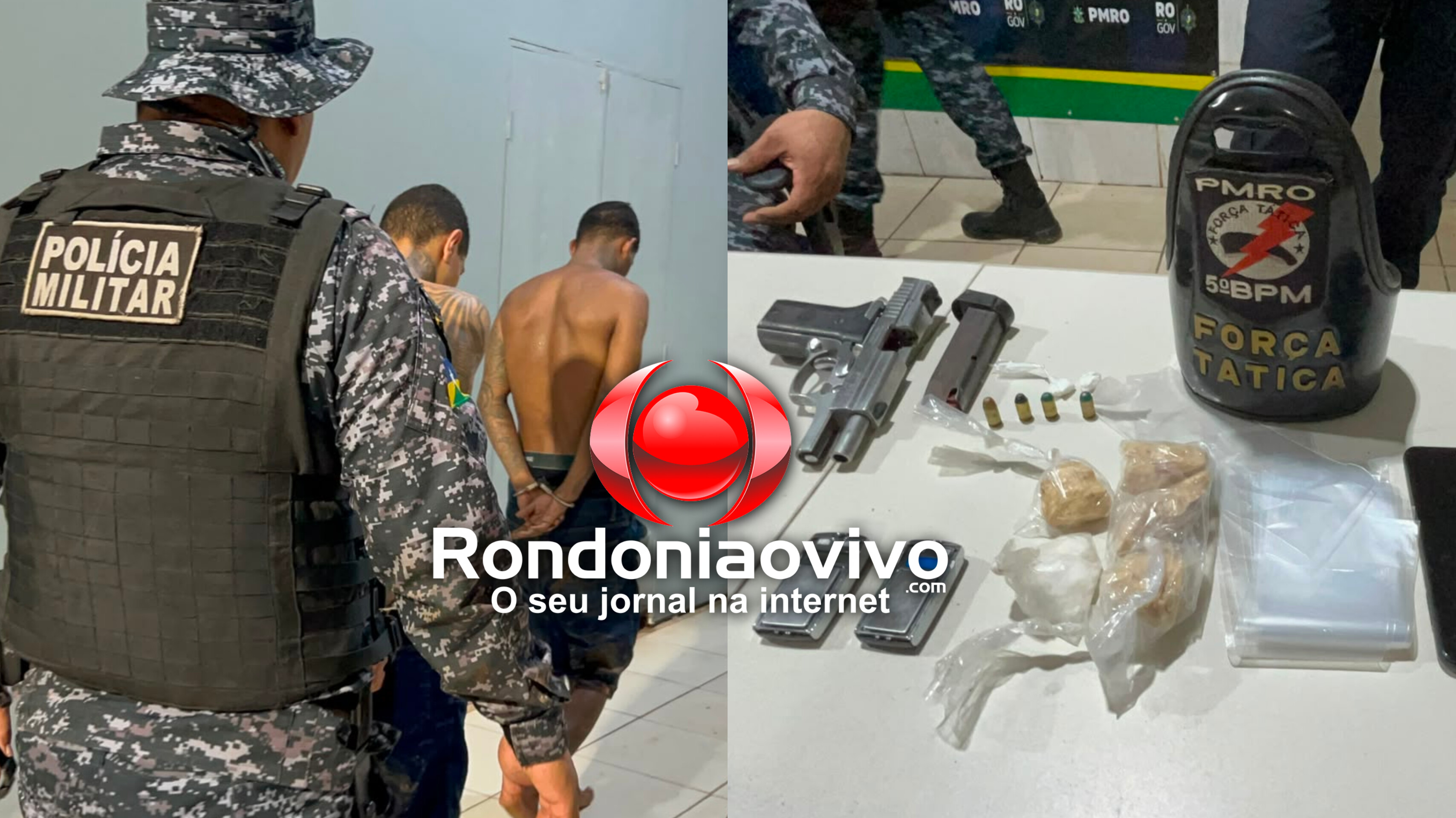 VÍDEO: Dois são presos com arma e drogas em distribuidora de fachada para o tráfico