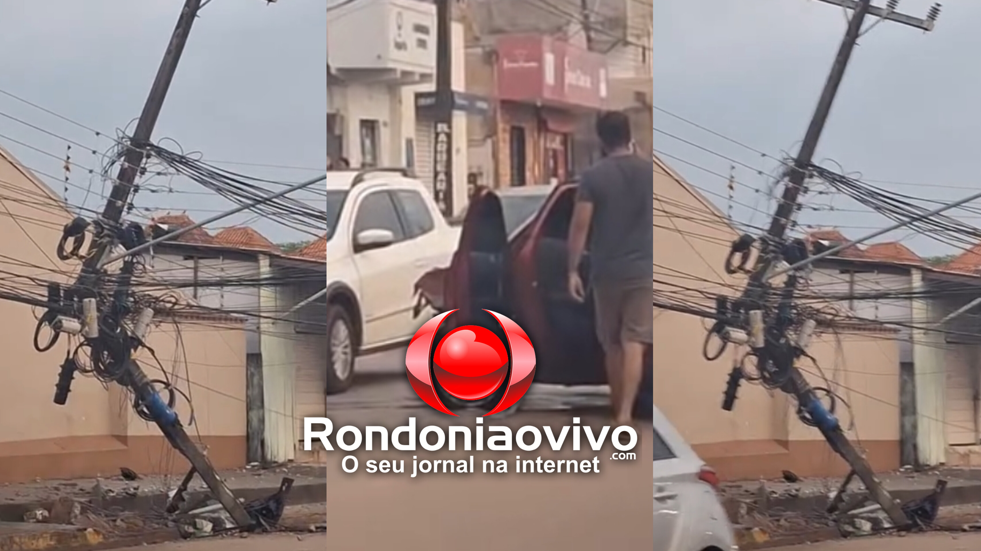 VÍDEO: Carro desgovernado atinge e destrói poste na Rio Madeira