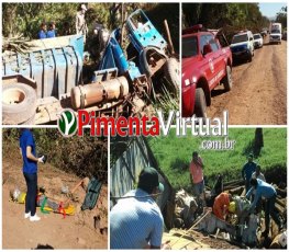 Caminhão perde o freio e causa grave acidente na zona rural