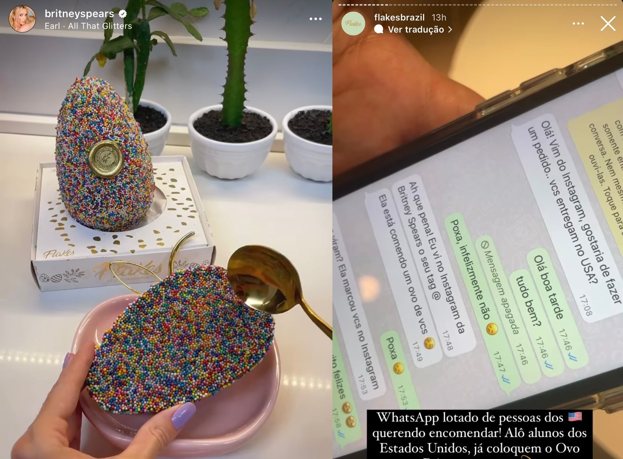 Britney Spears posta vídeo de Ovo de Páscoa feito por confeitaria de Porto Velho