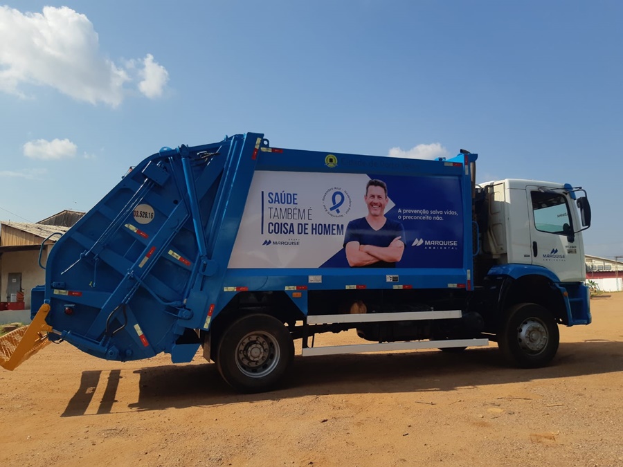 CONSCIENTIZAÇÃO: Caminhões da Marquise Ambiental são adesivados para o Novembro Azul 