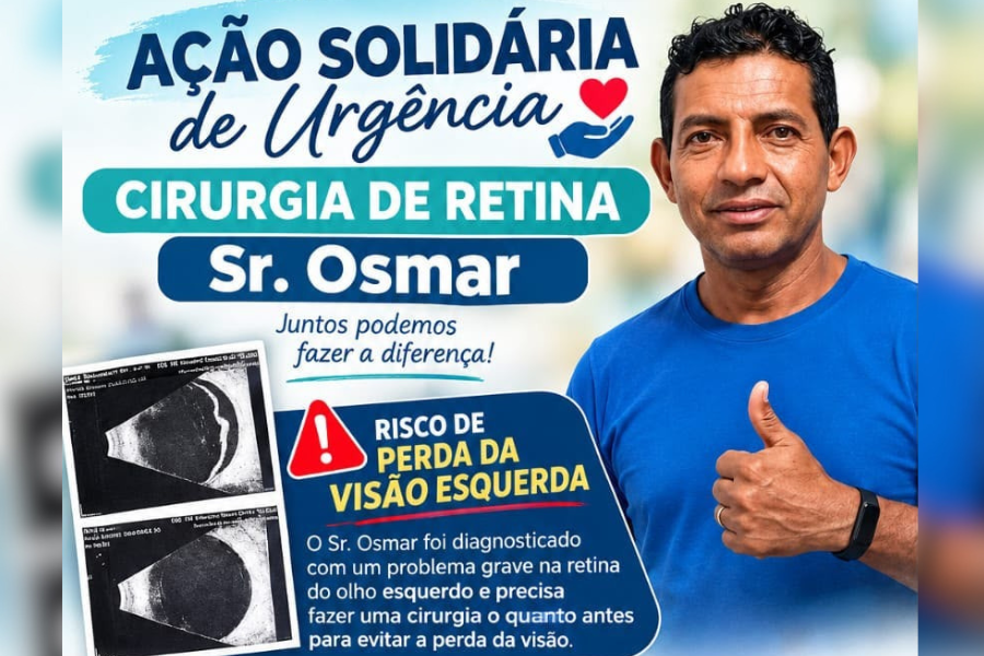 AÇÃO SOLIDÁRIA: Homem precisa de R$ 30 mil para cirurgia de retina em PVH 