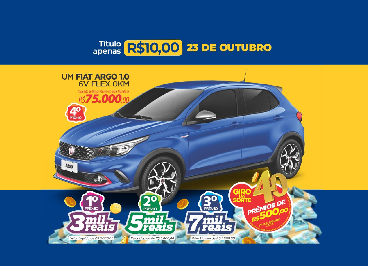 RONDONCAP: Fiat Argo de 75.000 reais, 43 prêmios em dinheiro e o título só R$ 10,00