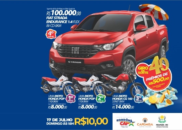 RONDONCAP: Mês de Férias com super premiações e o título só 10 reais.