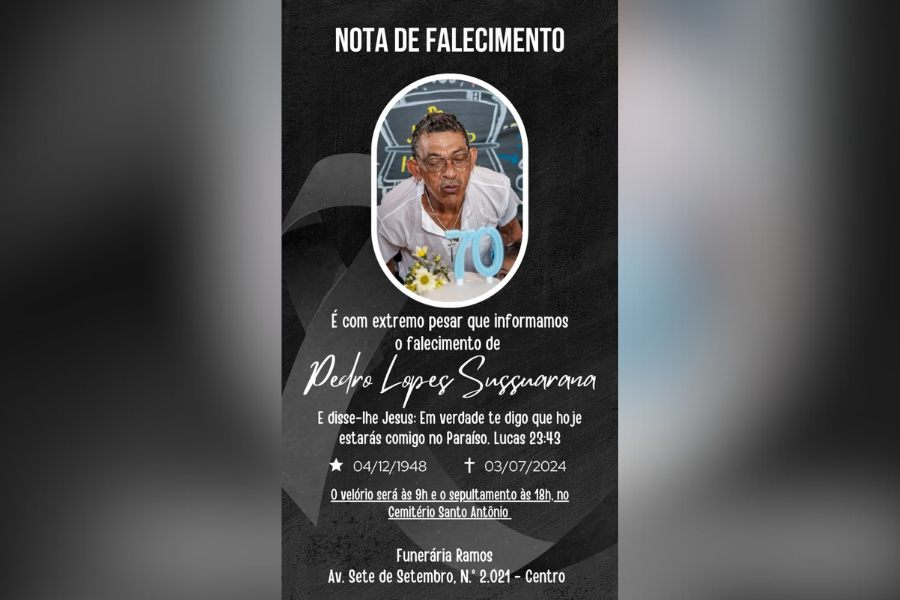 LUTO: Nota pelo falecimento de Pedro Lopes Sussuarana (1948 — 2024)