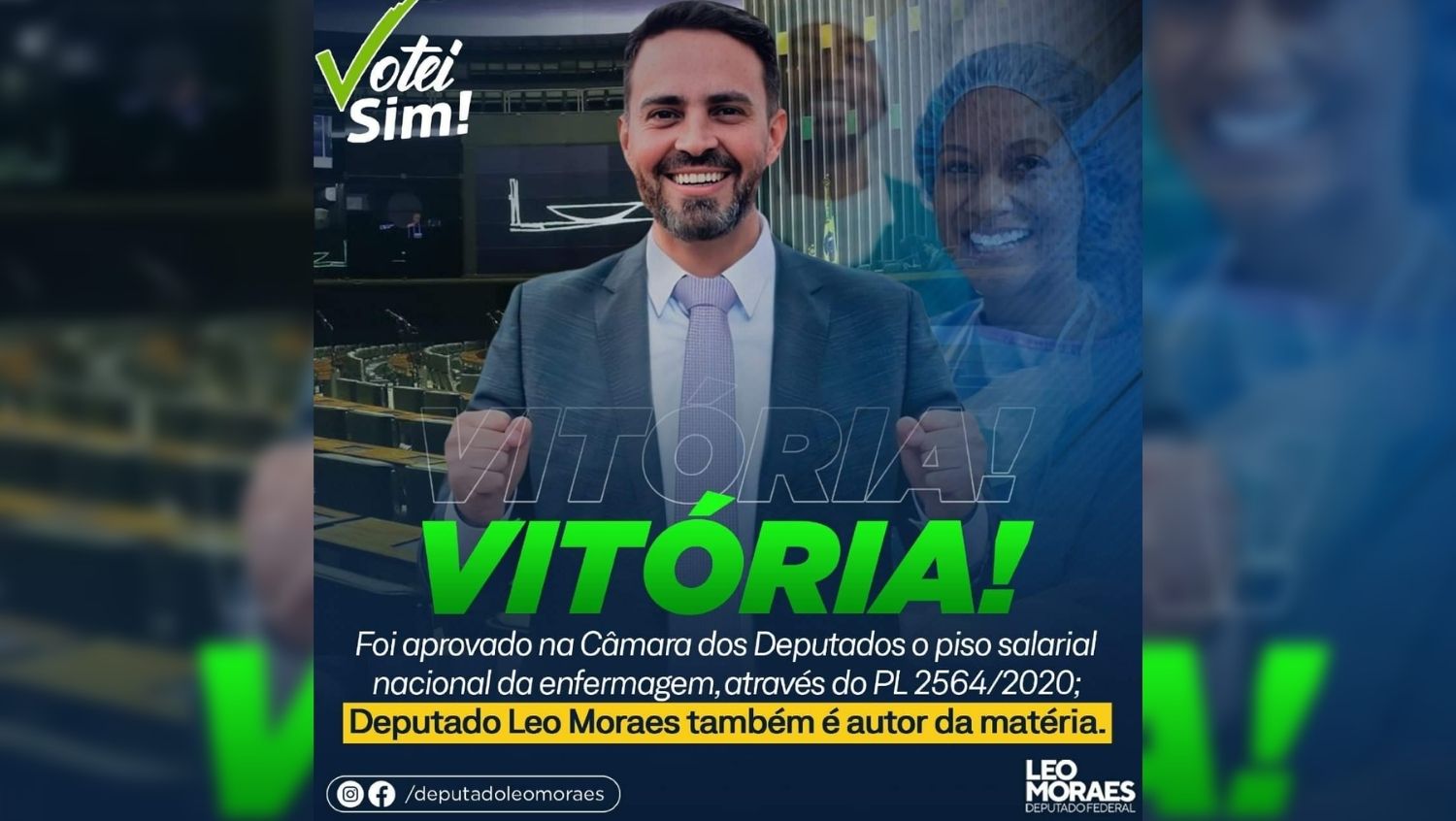 ENFERMAGEM: Léo Moraes parabeniza mobilização que ajudou na aprovação do piso nacional   