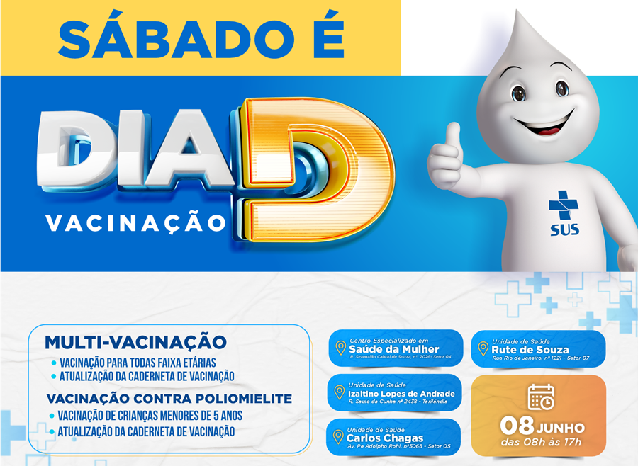 JARU: Dia 'D' de vacinação contra a Paralisia Infantil acontece no próximo sábado (08)