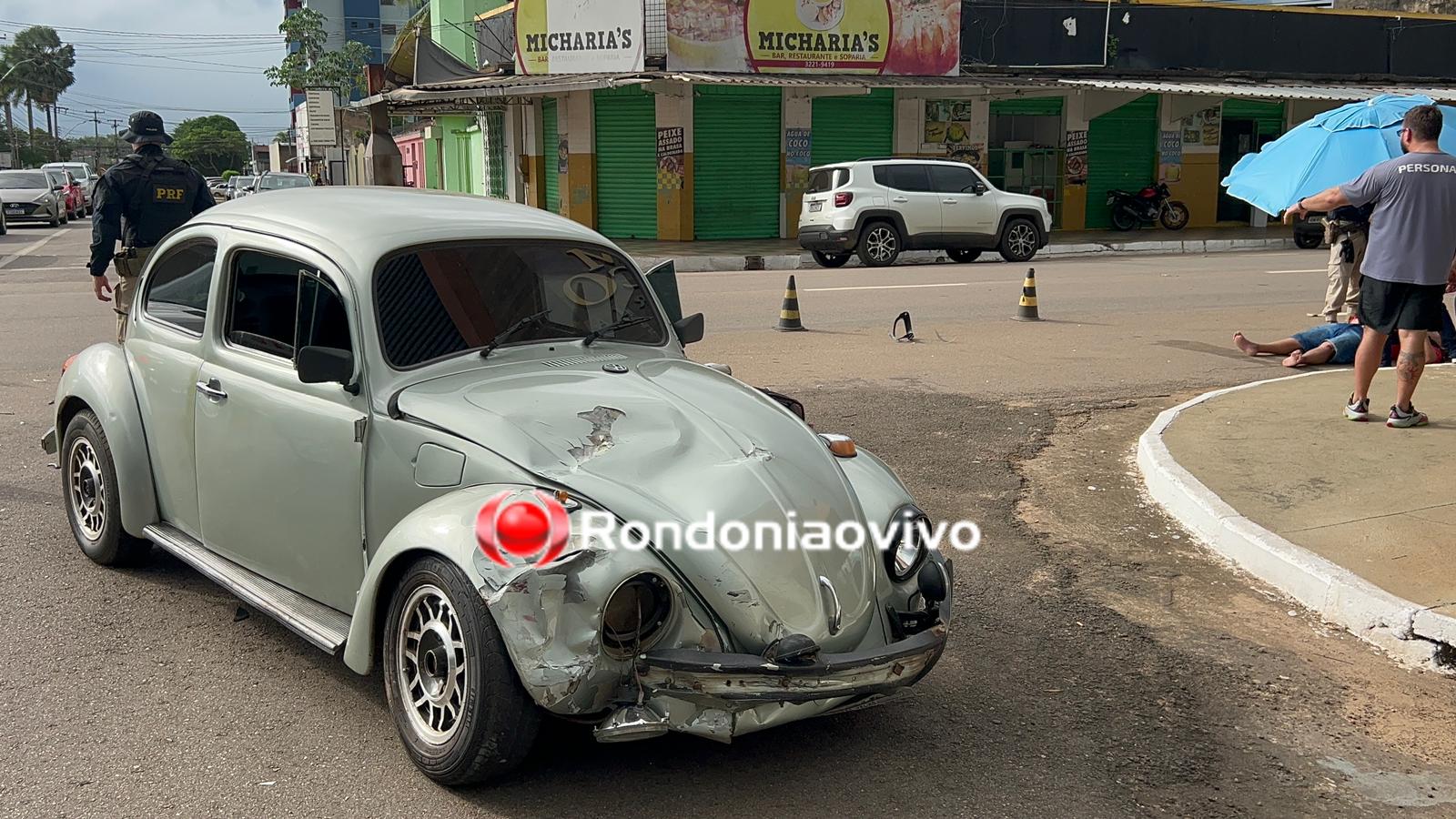BATIDA NO FUSCA: Casal fica gravemente lesionado em acidente na Pinheiro Machado
