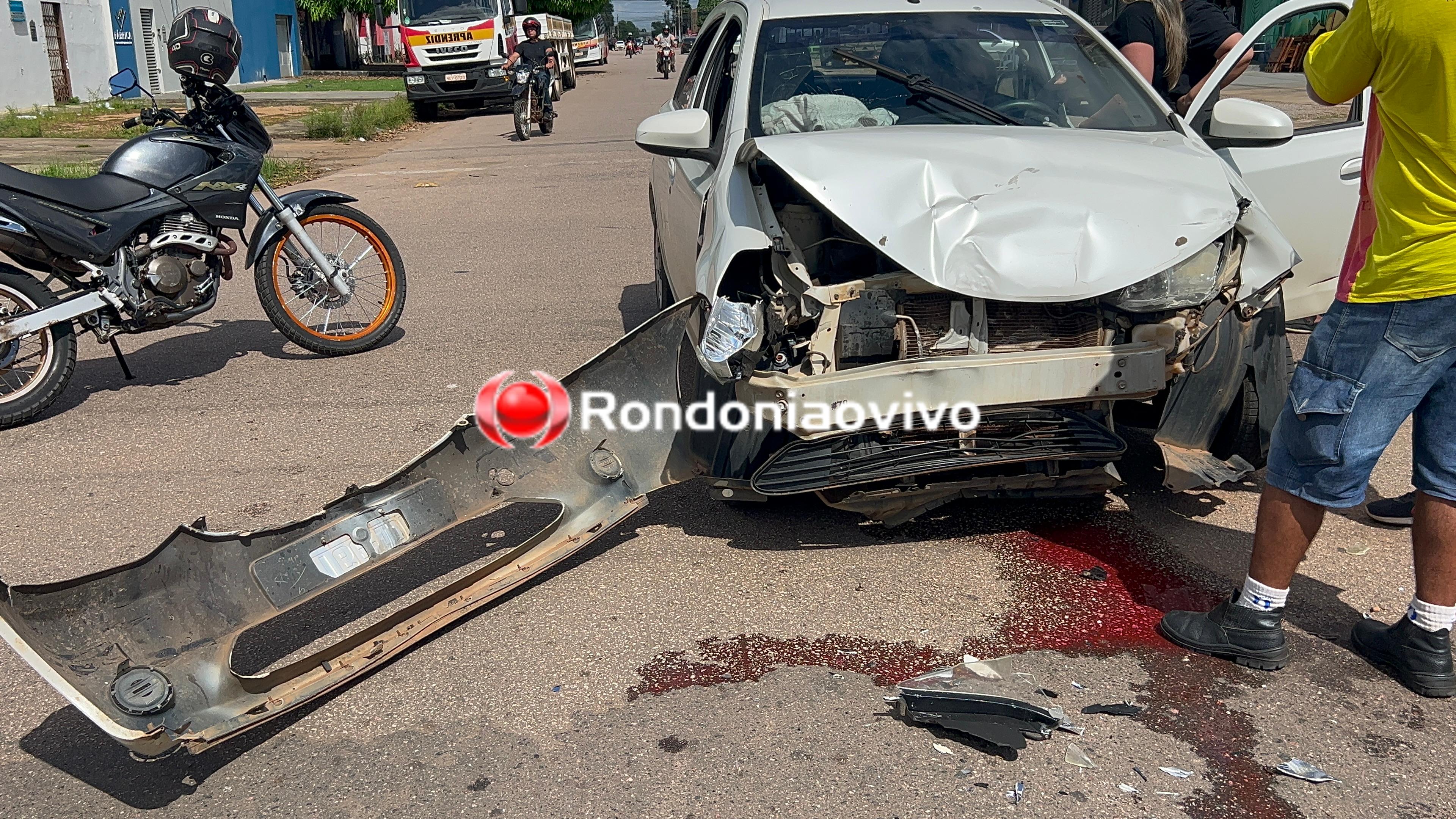 IMPRUDÊNCIA: Forte colisão entre carros deixa mulher com ferimentos na 'Duque'