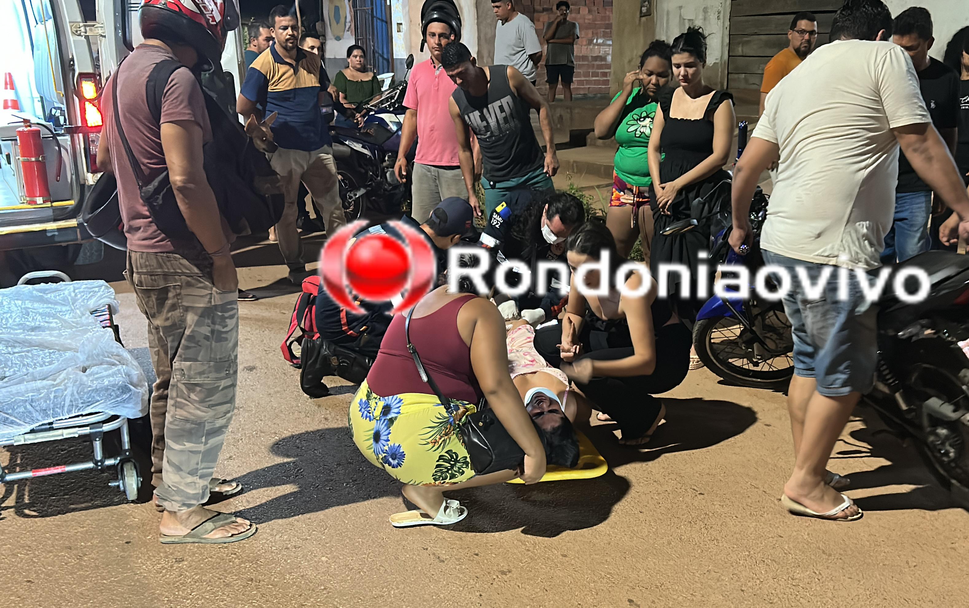 VÍDEO: Mulher sofre fratura exposta na perna após colisão entre motos