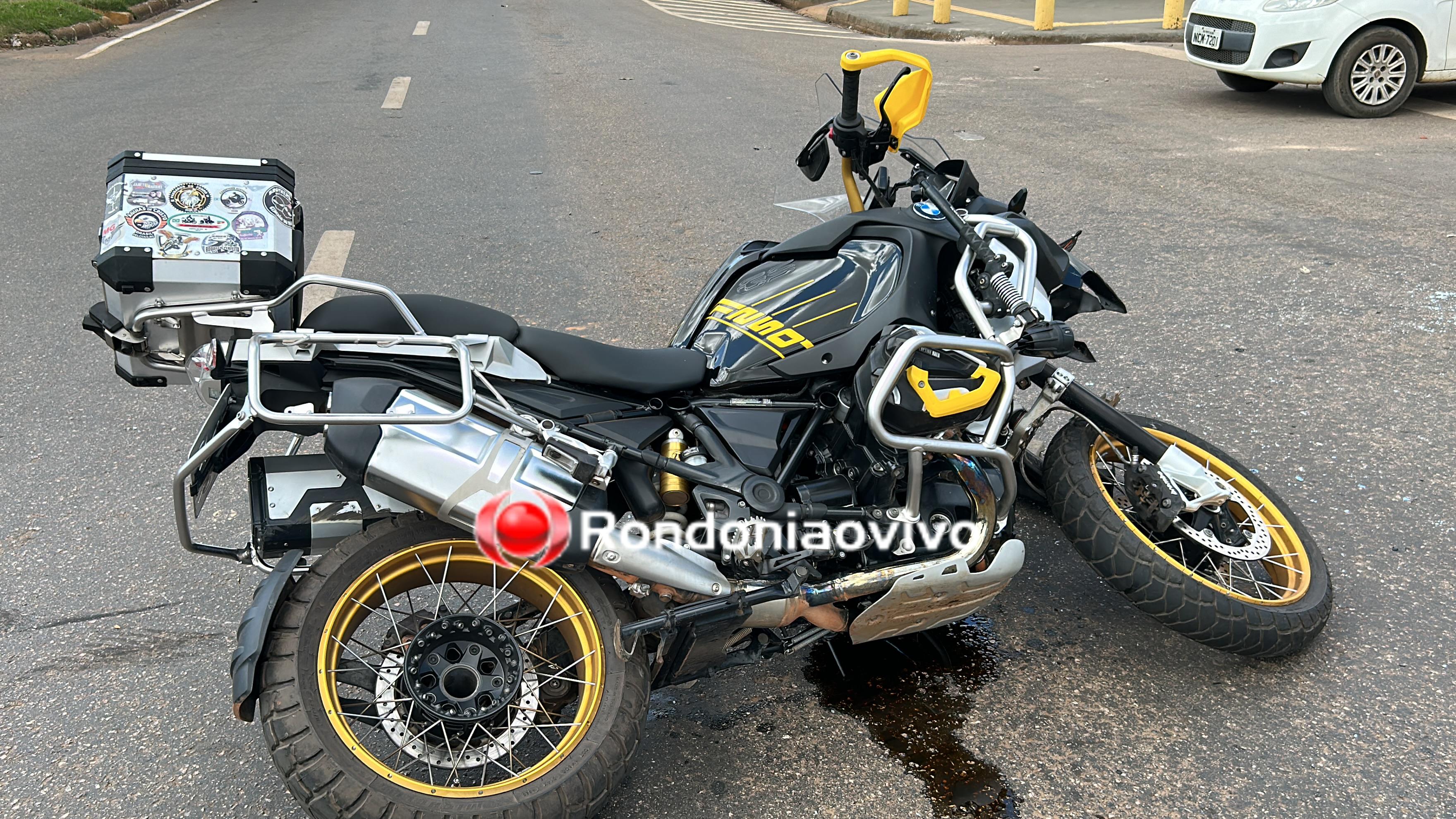 NA CAÚLA: Advogado em moto BMW de alta cilindrada sofre grave acidente