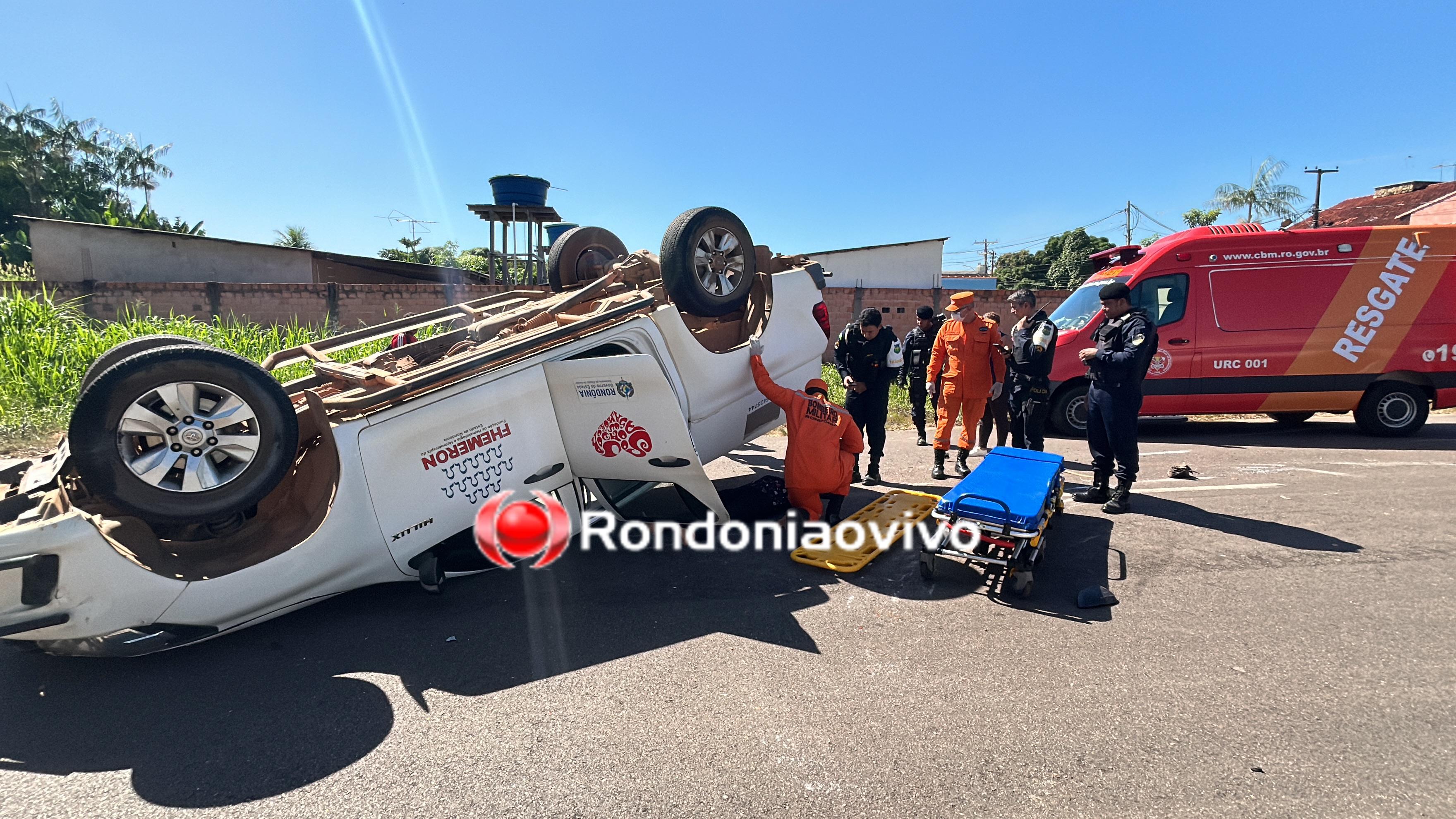 CAPOTAMENTO: Duas funcionárias públicas ficam feridas em acidente com veículo da Fhemeron