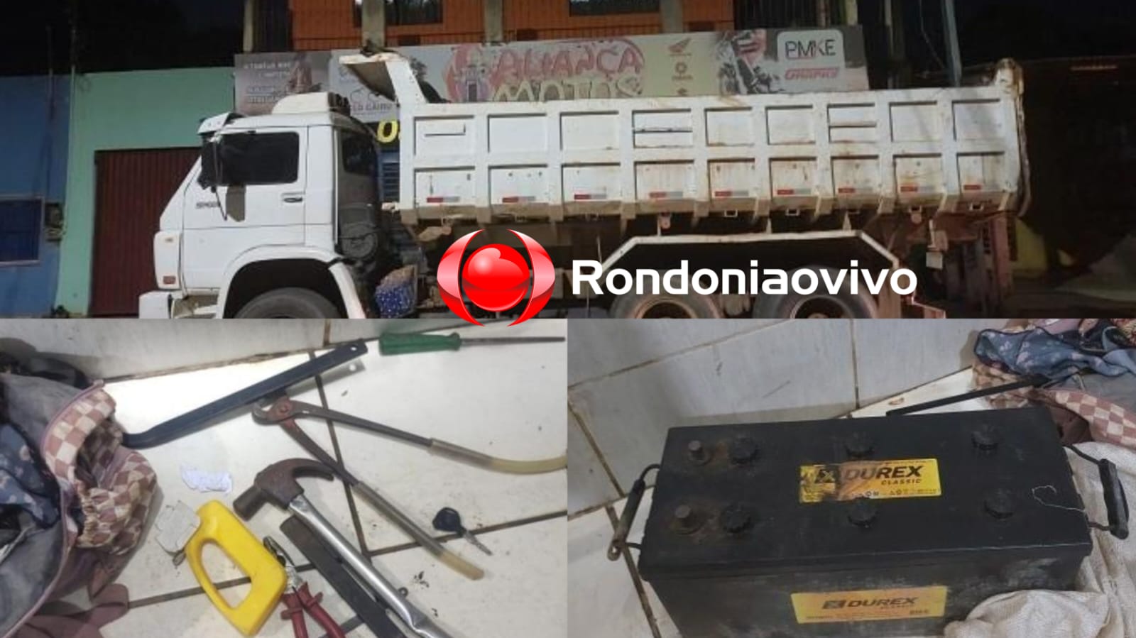 JUNTOS NO CRIME: Patamo prende casal acusado de furtar bateria de caminhão estacionado 