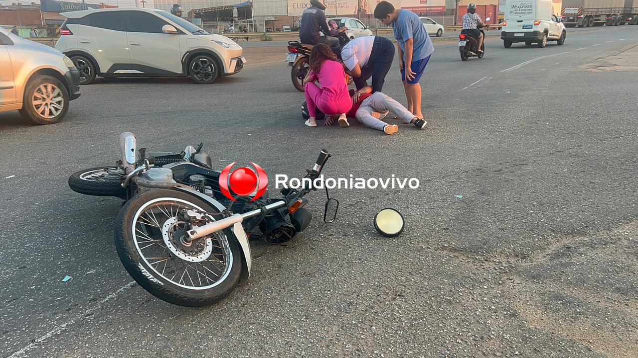 VÍDEO: Motociclista sofre grave acidente em frente ao viaduto