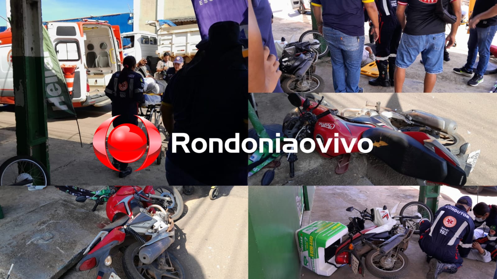 URGENTE: Acidente entre três motos deixa homem e mulher feridos