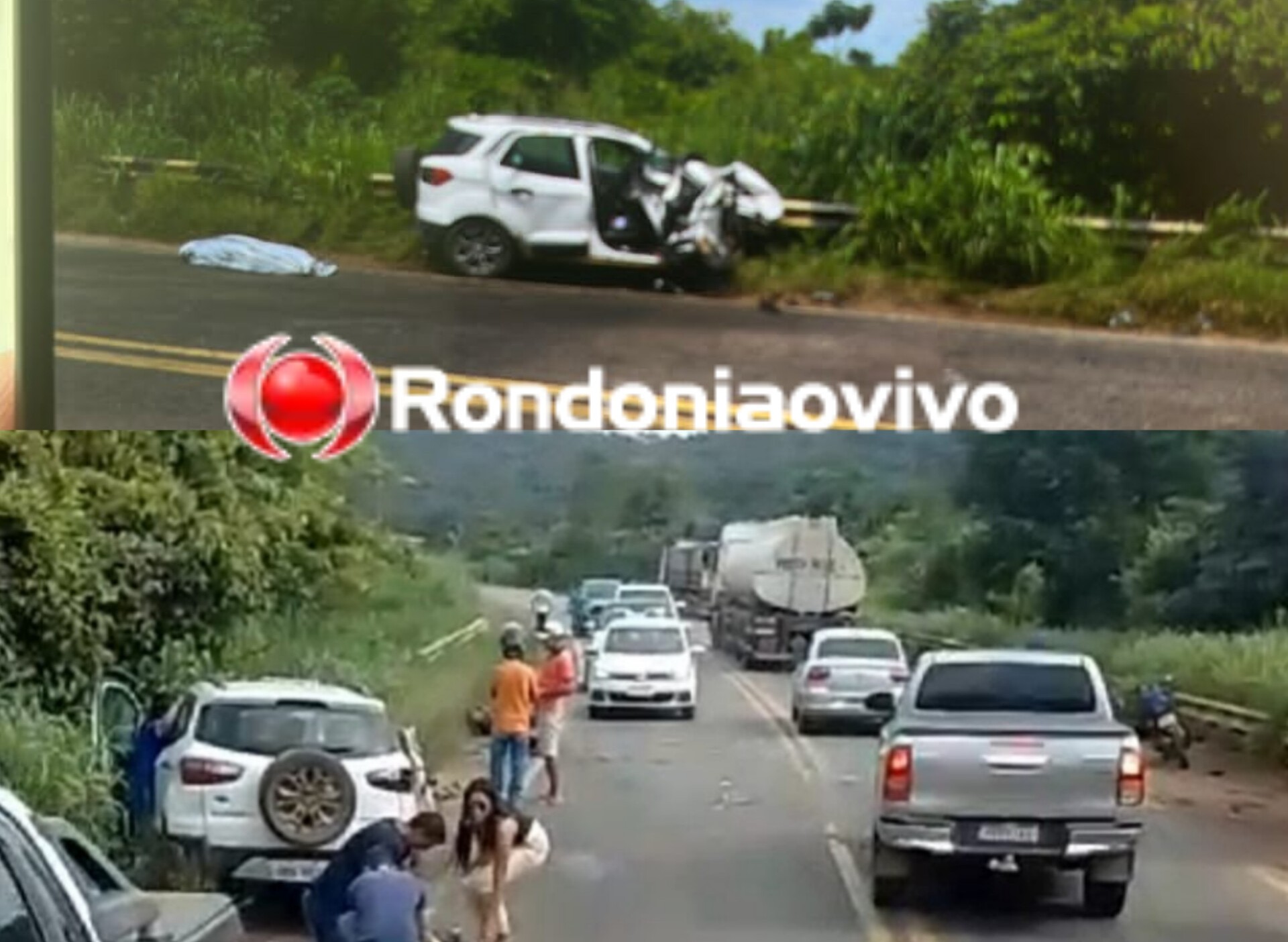 DE FRENTE: Mulher morre em grave colisão frontal na BR-364